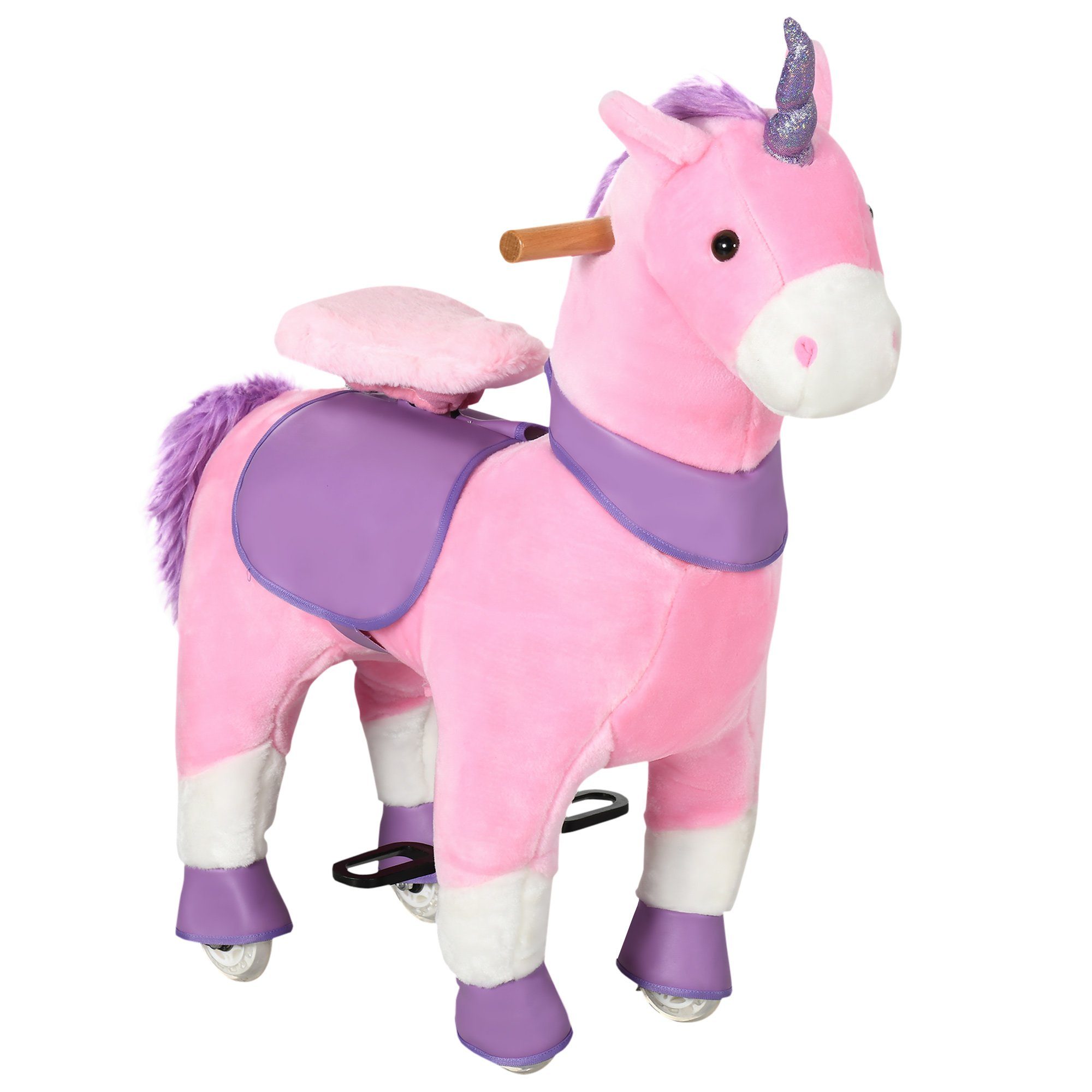 HOMCOM Stehtier Schaukelpferd Einhorn, 4 Rollen, günstig online kaufen