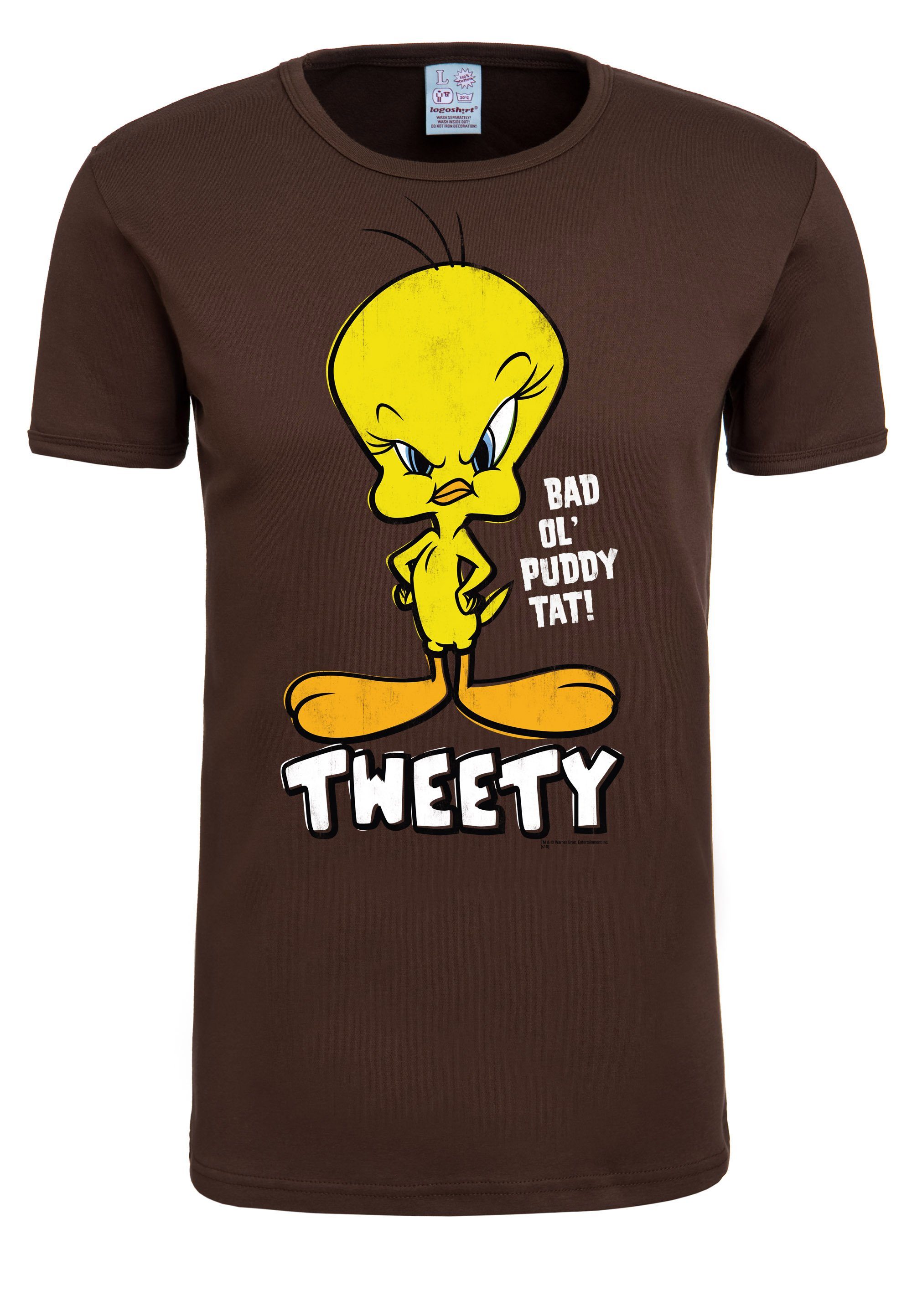 LOGOSHIRT T-Shirt Looney Tunes – lizenzierten mit Tweety Originaldesign