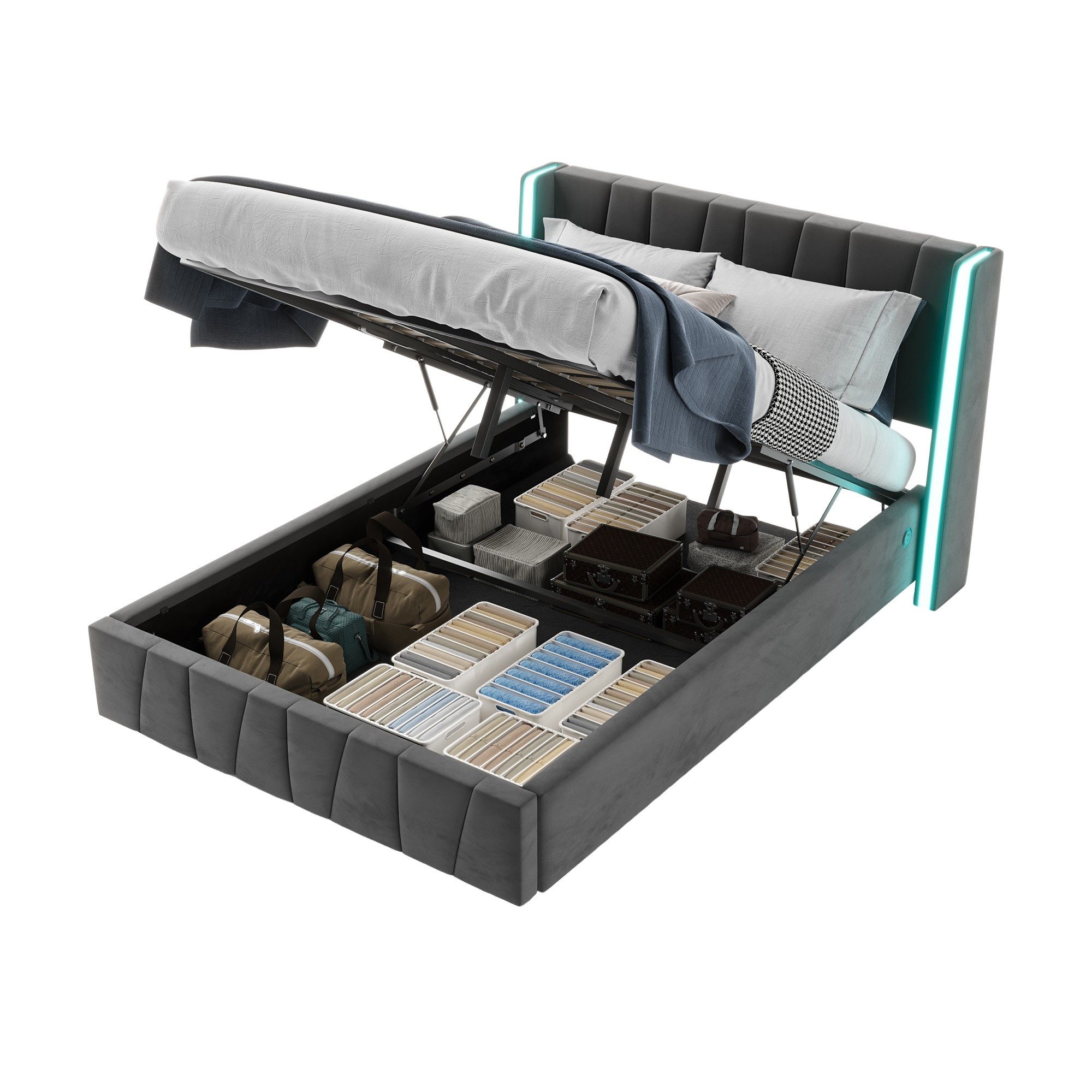 LVHOM Boxbett 140x200cm/160x200cm Trapez-Muster, Einzigartigen Design Bettg günstig online kaufen
