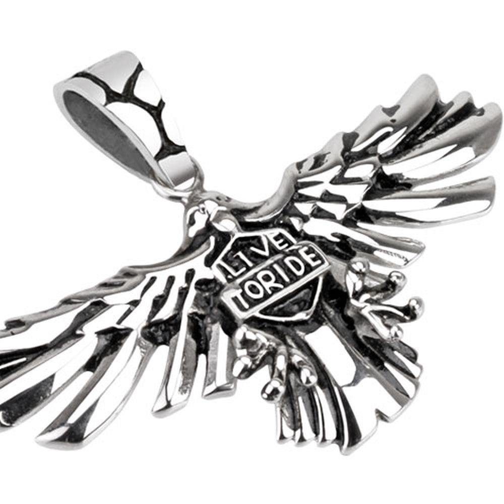 to Unisex Anhänger BUNGSA Silber Halsketten aus Pendant Anhänger Edelstahl Adler Live mit Ride Set (1-tlg),