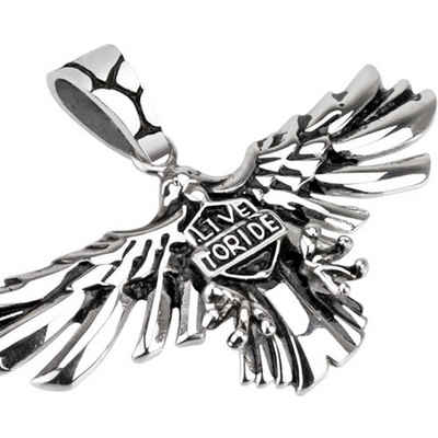 BUNGSA Anhänger Set Anhänger Adler mit Live to Ride Silber aus Edelstahl Unisex (1-tlg), Pendant Halsketten