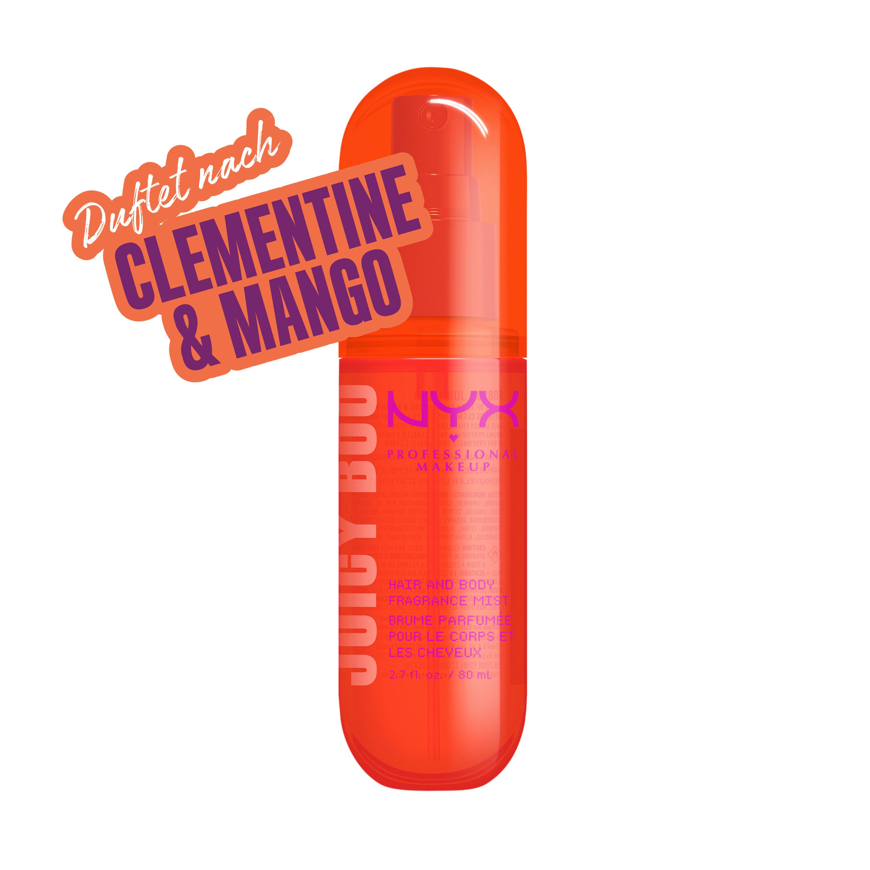 NYX PROFESSIONAL MAKEUP Bodyspray JUICY BOO HAIR & BODY MSIT, duftet nach Clementine & Mango