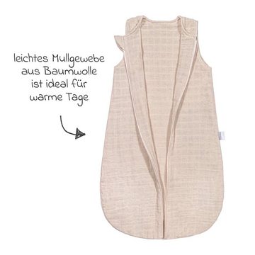 Makian Kinderschlafsack Greige - Gr. 70 cm, Leichter Baby Schlafsack ohne Ärmel für Sommer & Frühling - Baumwolle