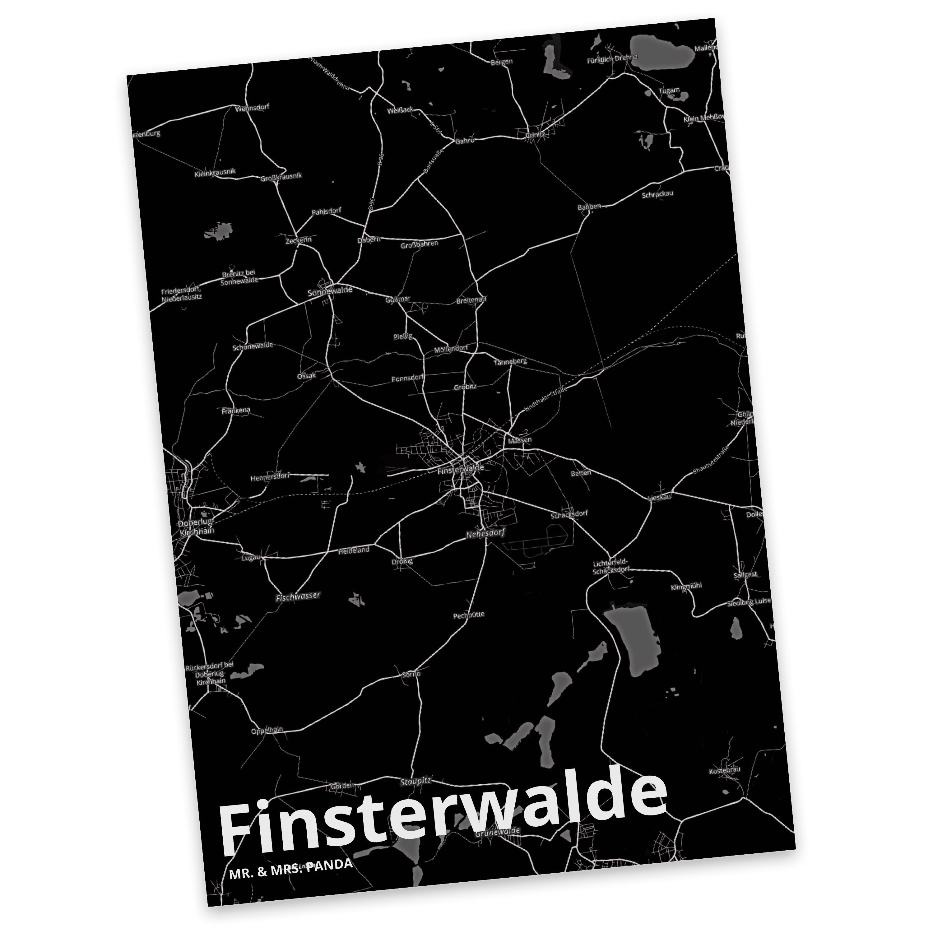 Mr. & Mrs. Panda Postkarte Finsterwalde - Geschenk, Stadt Dorf Karte Landkarte Map Stadtplan, Do