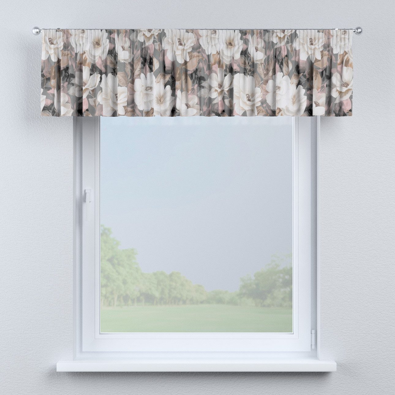 Kurzgardine mit Kräuselband, grau-rosa, 390 x 40 cm, Gardenia (142-13) günstig online kaufen