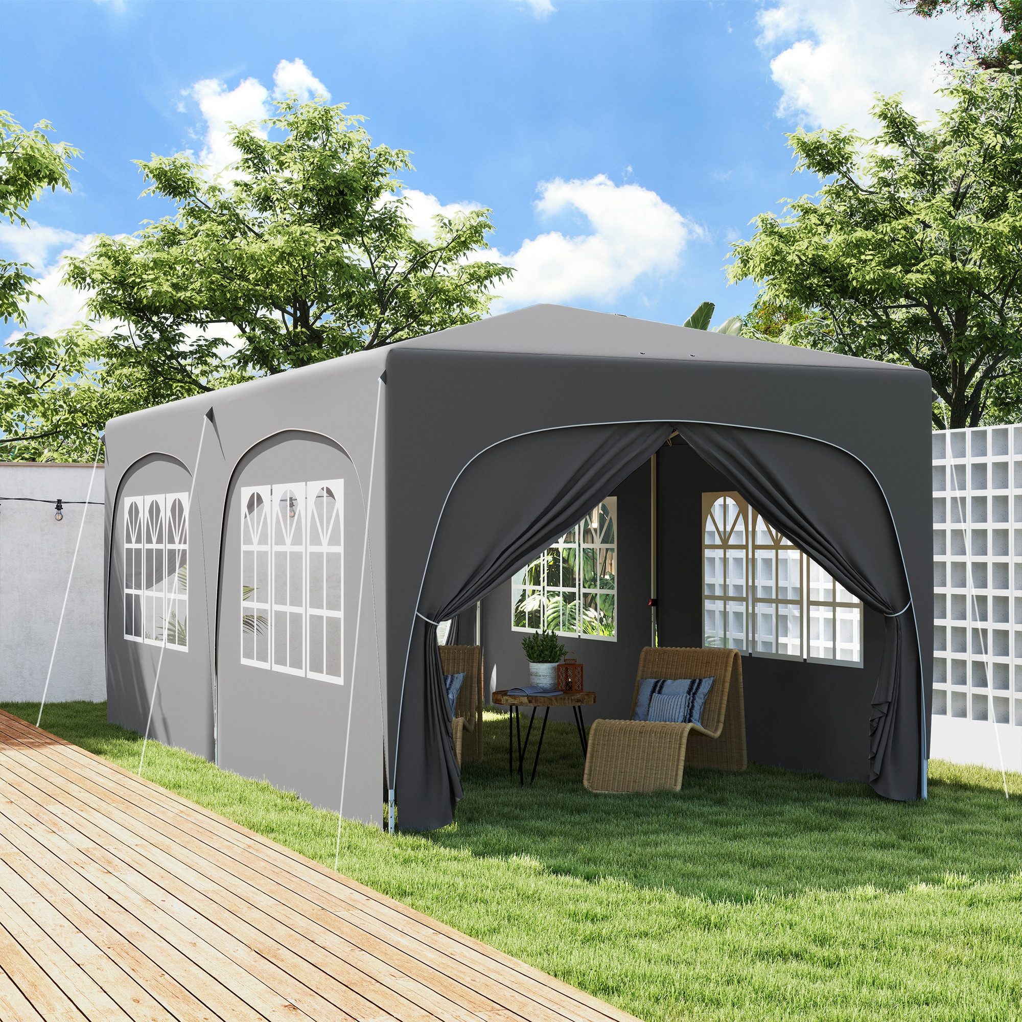 Outsunny Faltpavillon 3x6m, wasserabweisend stabil winterfest, günstig online kaufen