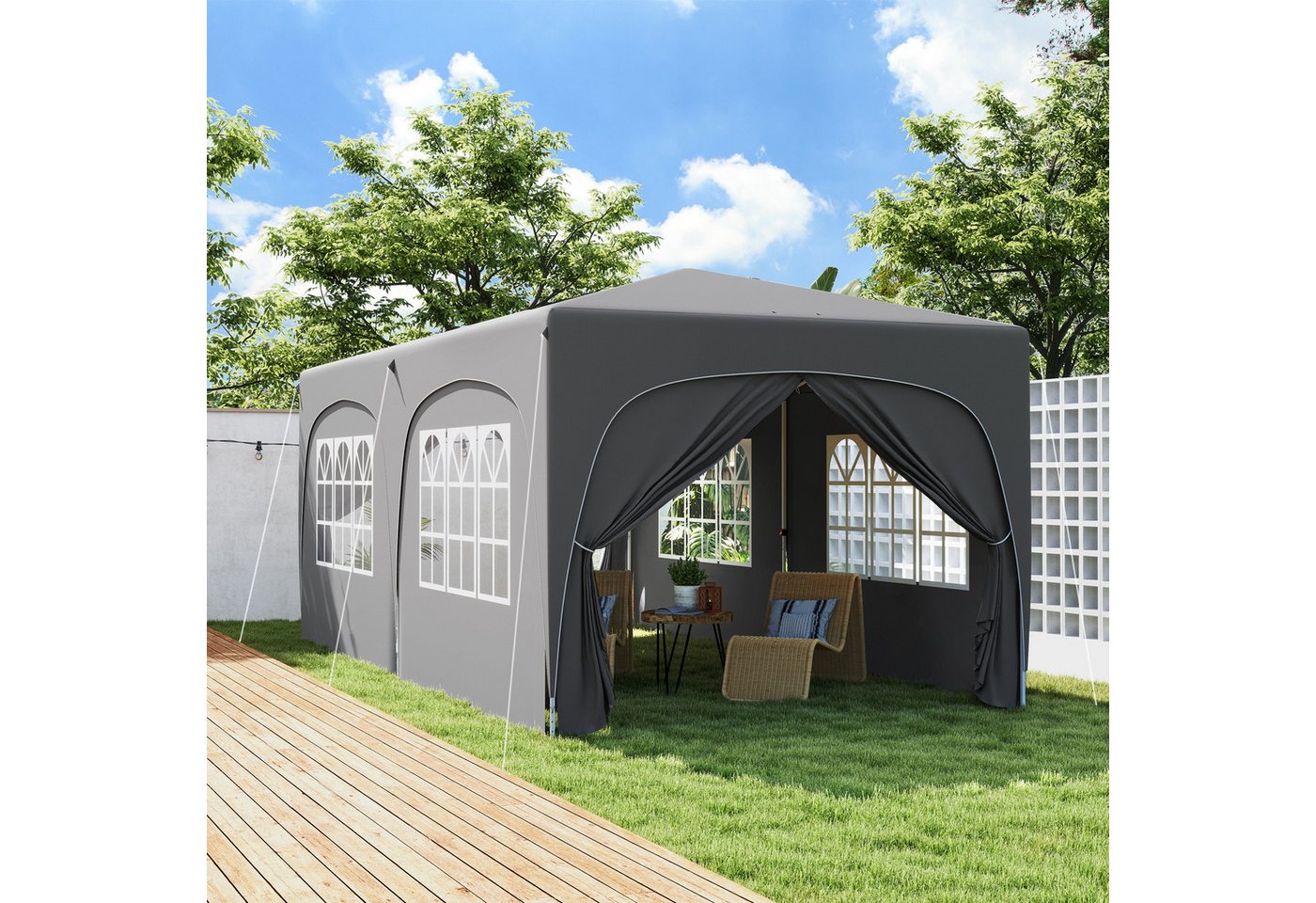 Thumbnail - Outsunny Faltpavillon 3x6m, wasserabweisend stabil winterfest, UV Schutz 50+, faltbar, mit 6 Seitenteilen, (Pop-up Pavil...