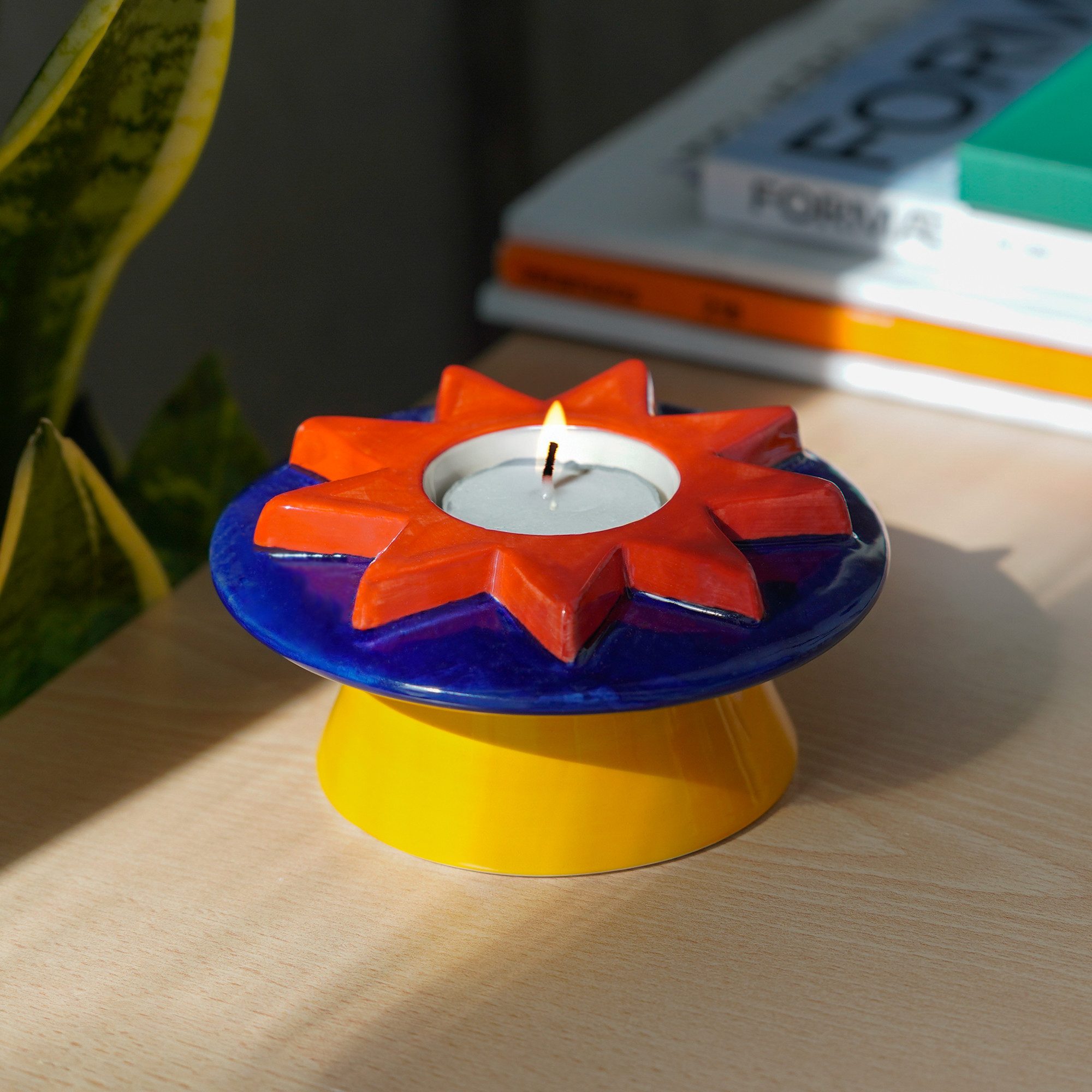 Helio Ferretti Teelichthalter Stern - Blume - Geometrie (Keramik, 1 St., Kerzenhalter), ca. Ø 12 x 6 cm