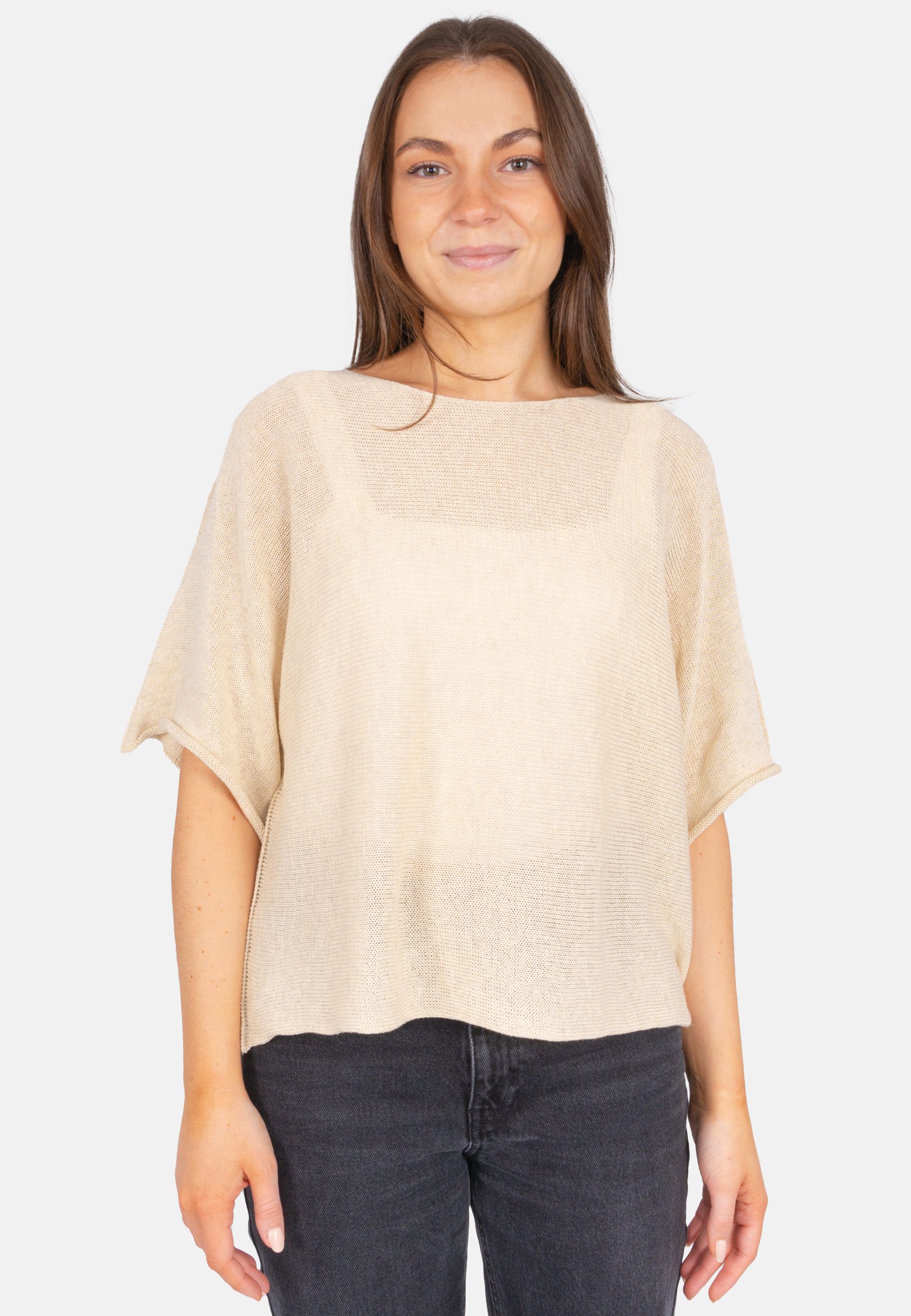 Seasons of April V-Ausschnitt-Pullover FLEUR Damen Loch Strickshirt – Luftig & leicht für Frühling & Sommer
