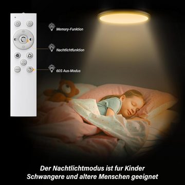 keystar LED Deckenleuchte mit Fernbedienung – Dimmbare 3200 Lumen 24W RGB + 3 Farben von, 3000k bis 6500k darunter Kaltweiß, Neutralweiß, Warmweiß -, LED + RGB fest integriert, Direkte Beleuchtung mit indirekter RGB Beleuchtung, Speicherfunktion, Nachtlichtmodus, Zeitsteuerung, Helligkeitssteuerung, Farbauswahl, mit mitgelieferter Fernbedienung, Leicht zu montieren - Ideal für Schlafzimmer, Wohnzimmer, Küche