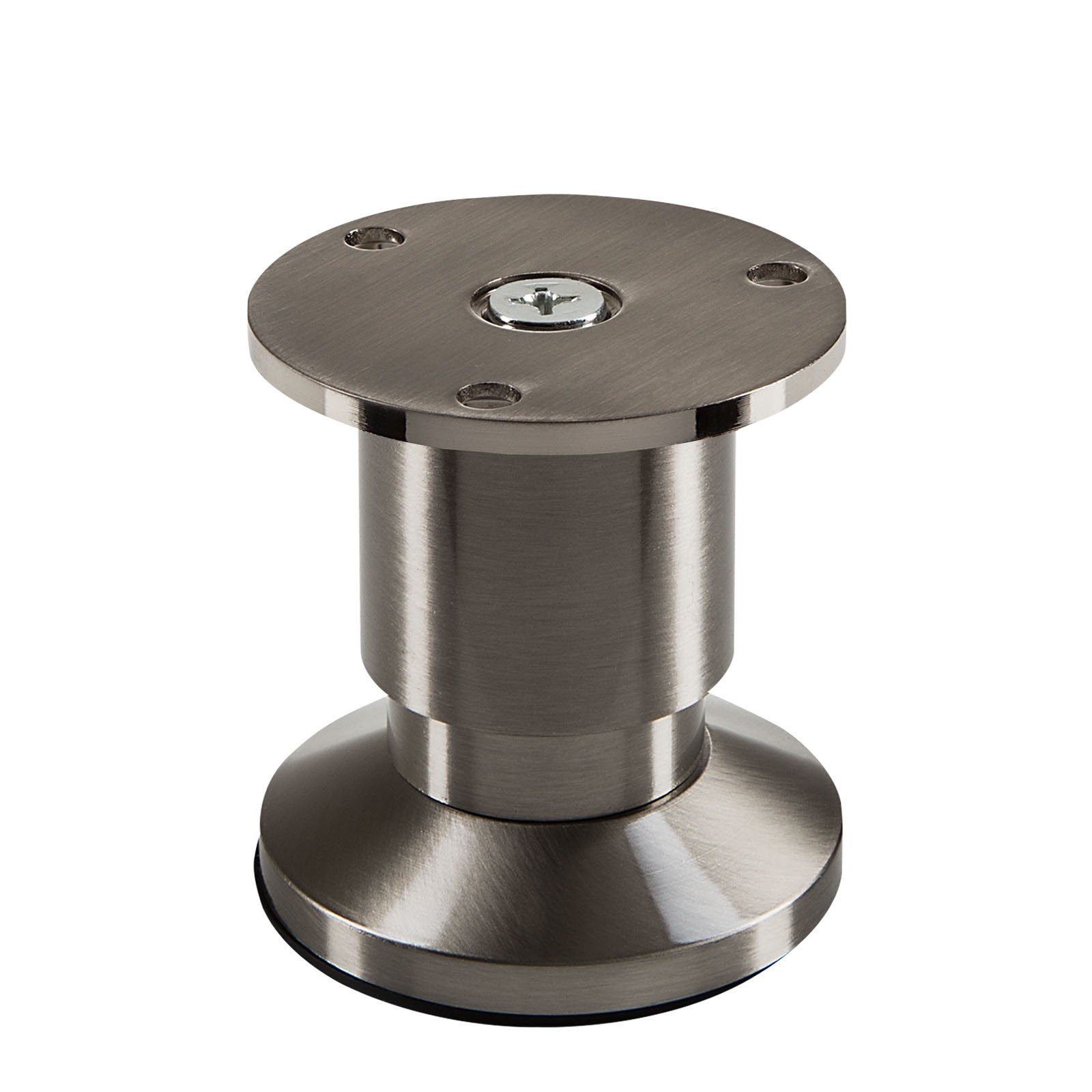 SO-TECH® Мебельfuß ALPHA, belastbar bis 250 kg, höhenverstellbar bis 15 mm, (1-St), Höhe 50 mm, Aluminium, Edelstahloptik