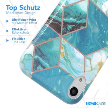 EAZY CASE Handyhülle IMD Motiv Cover für Apple iPhone XR 6,1 Zoll, Etui Silikonhülle Dünn Design Ultra Case kratzfest Marmor Blau Grün