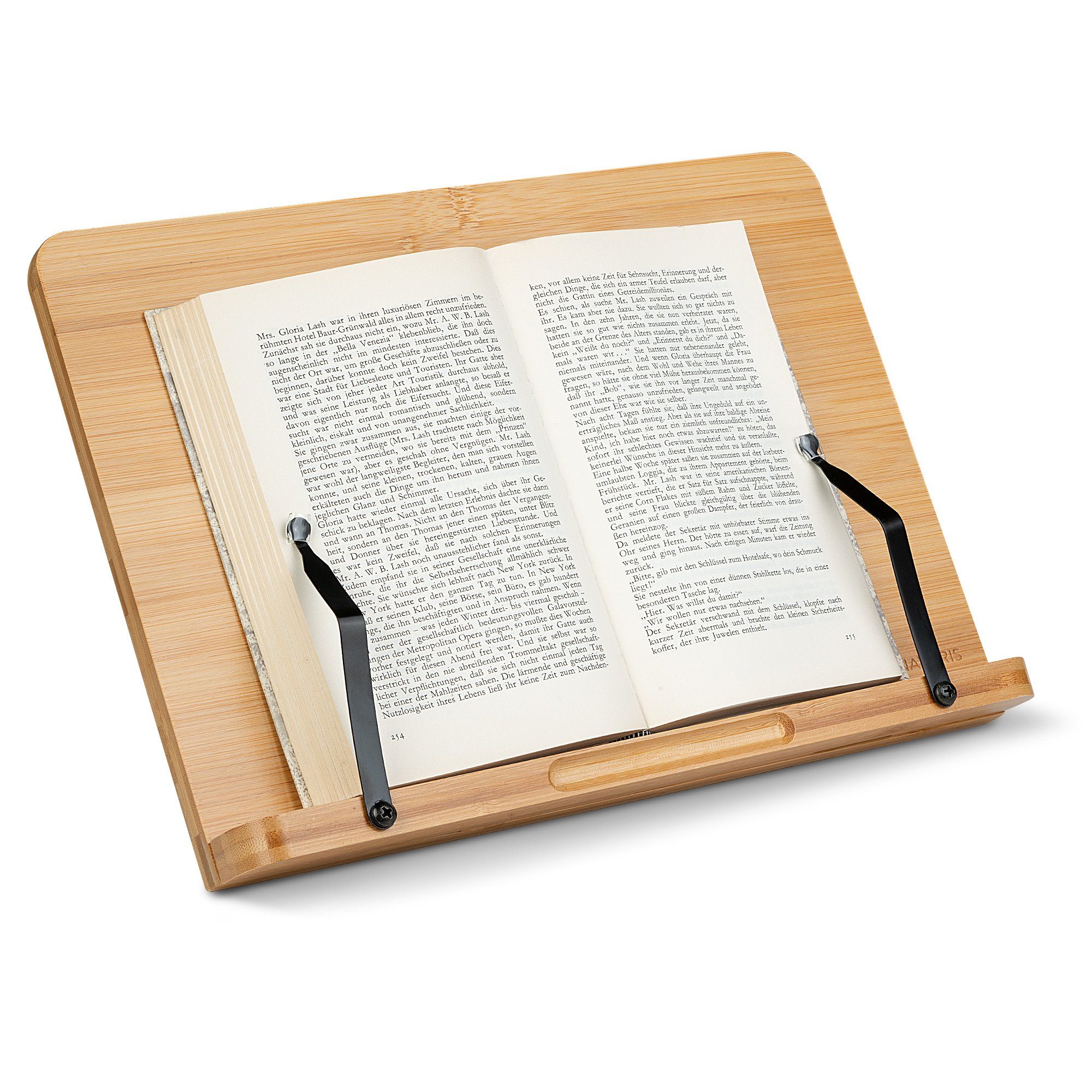 33x24cm - Schreibtisch Buch Stand für Buchstütze, - aus Buchhalter für Navaris Holz iPad Kochbuch Bambus braun - Buchständer aus Ständer Halter Küche