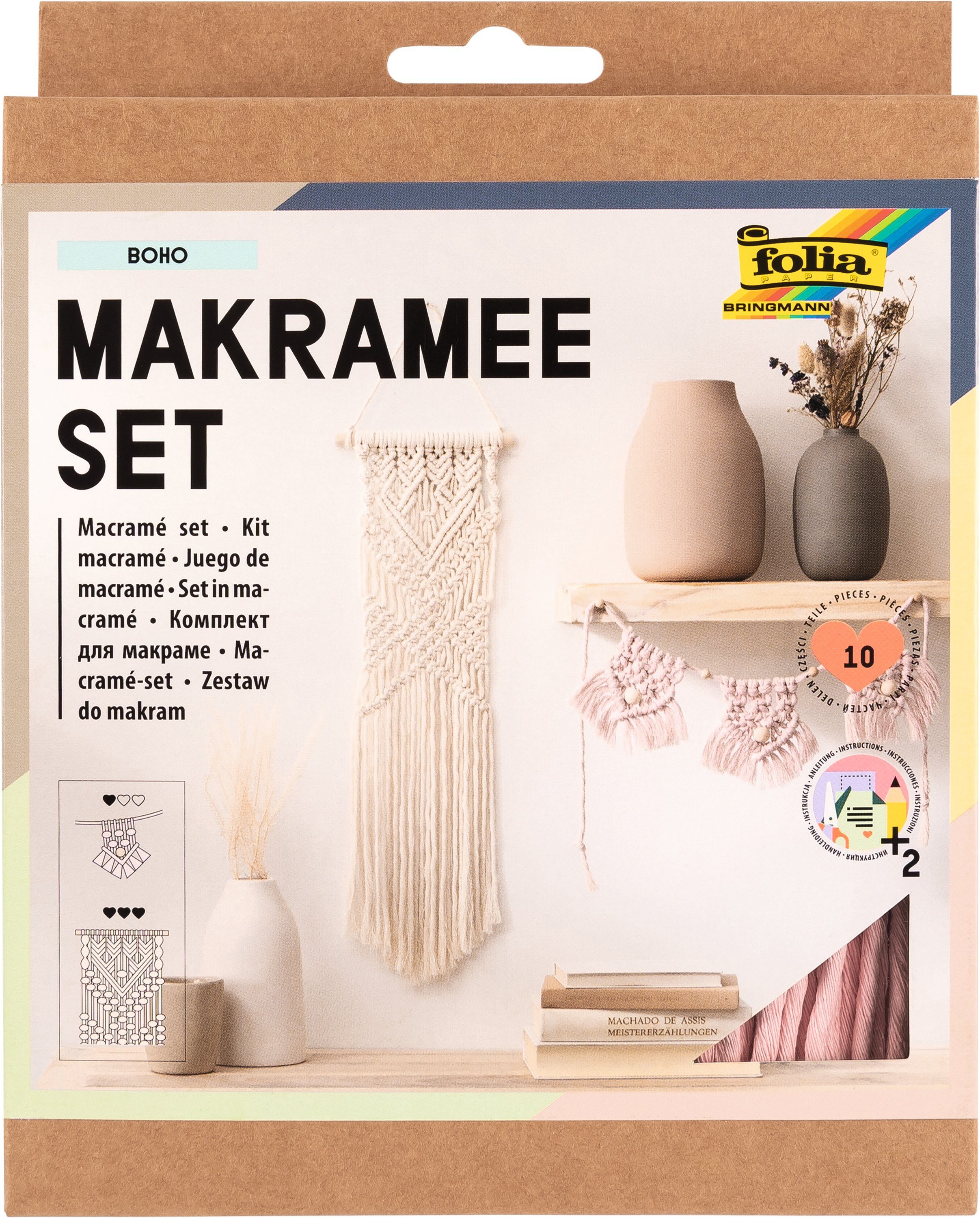 Folia Kreativset Makramee Set Boho, (10-tlg), 10 Teile