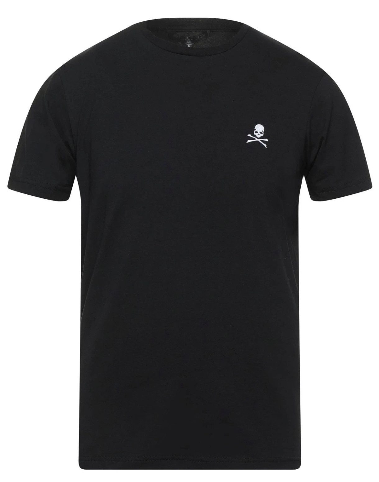 PHILIPP PLEIN T-Shirt Herren Shirt mit Totenkopf Stickerei Slim-Fit Zwei-Nadel-Saumabschlüssen, Totenkopf stickerei, Rippbündchen