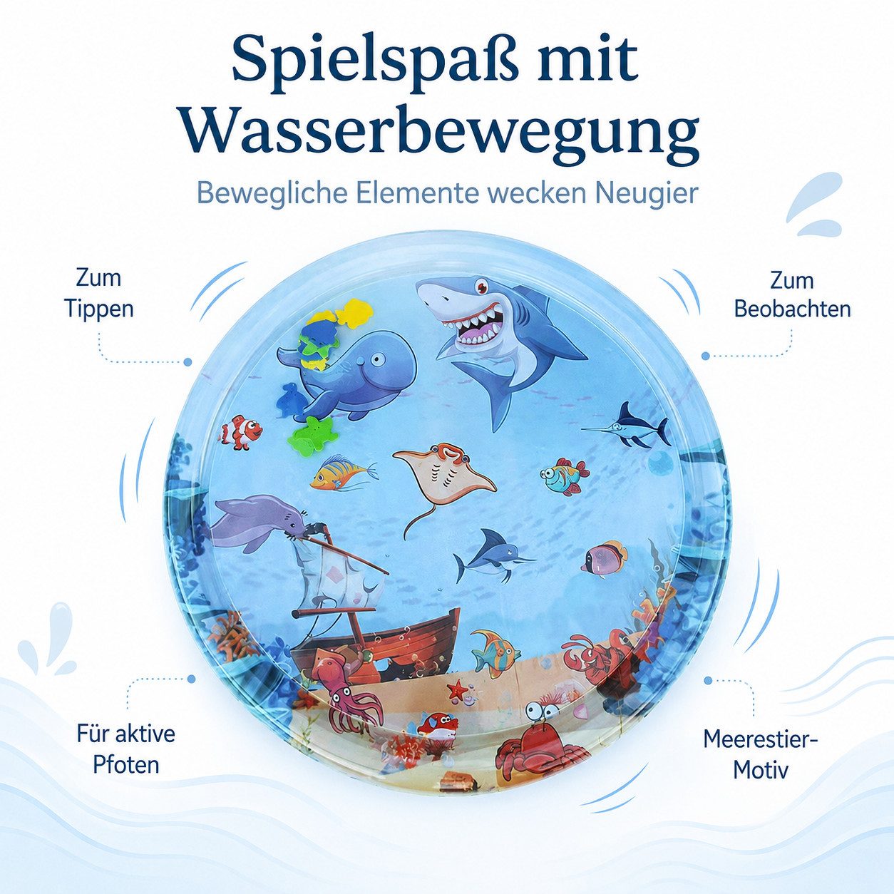 XEOOCE Tierkissen Aufblasbare Wassermatte Haustiere Kühlmatte Meerjungfrau 65x65 cm, 1 x aufblasbare Haustier-Kühlmatte,1 x Pumpe