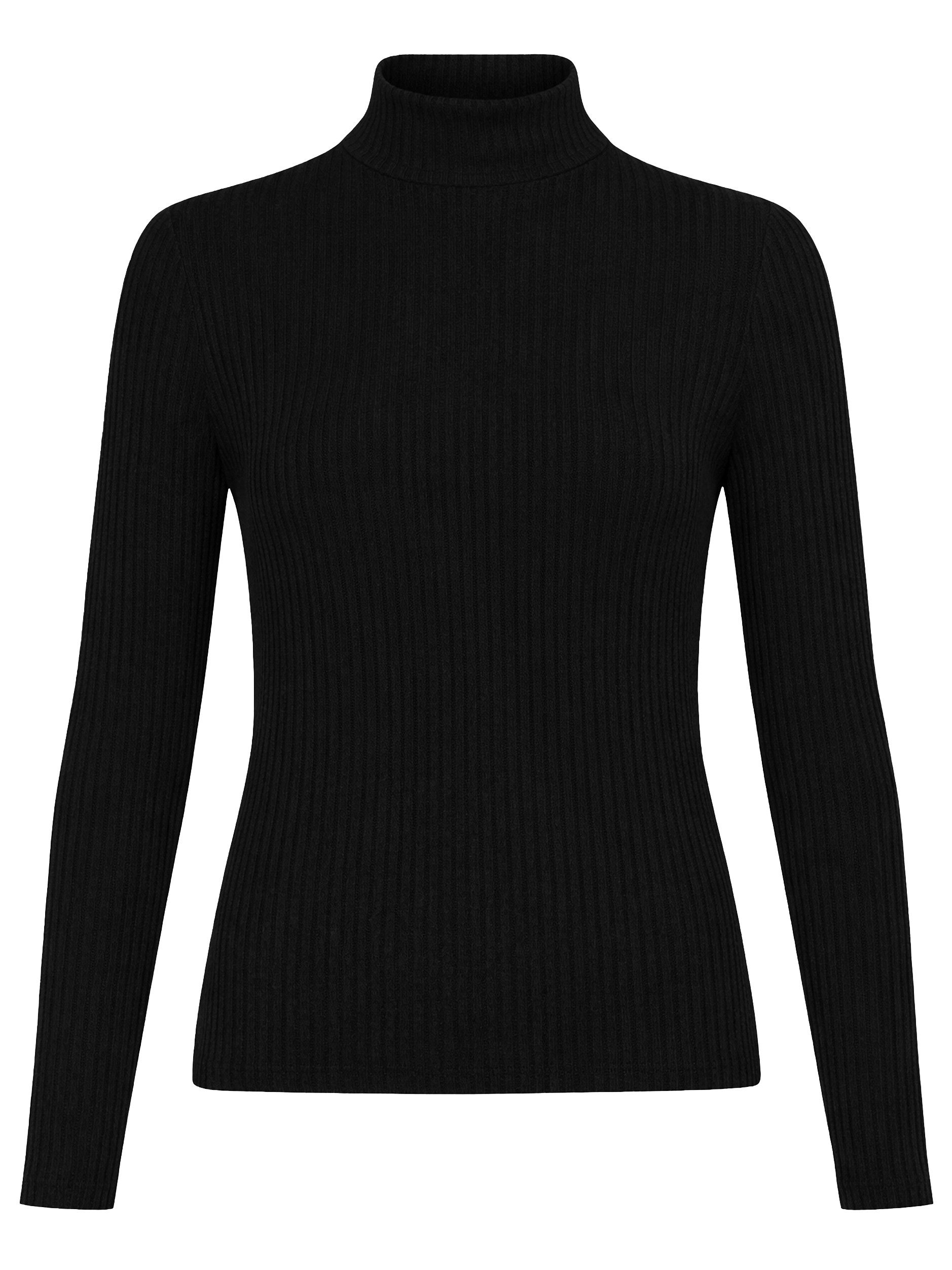 SASSYCLASSY Langarmshirt Geripptes Langarmshirt für Damen Weiches Shirt mit schmalem Stehkragen Beige Braun Grau – Bild 2 von 5