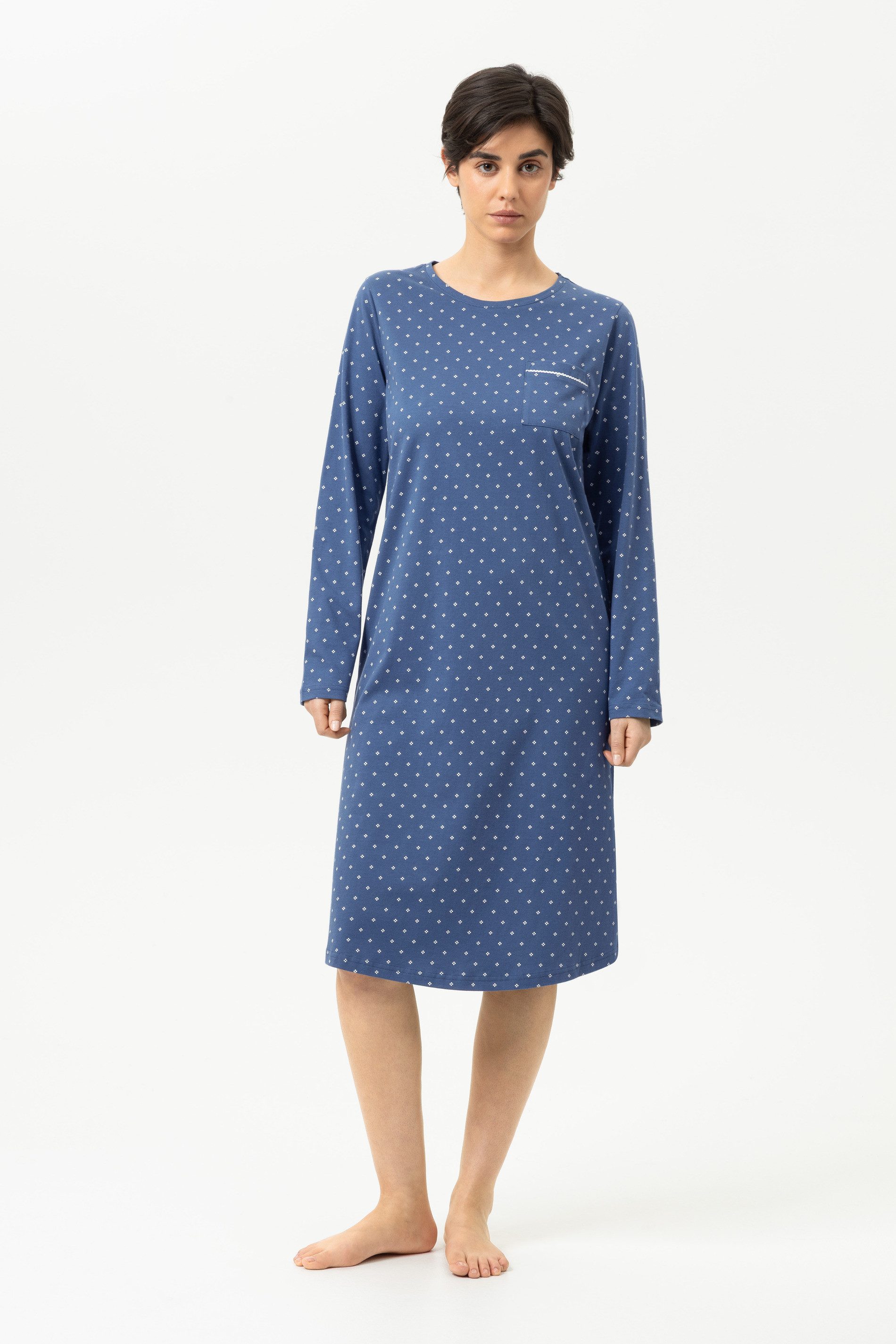 Mey Nachthemd Mey Damen Nachthemd langarm Serie Polka Dreams (1-tlg) Feminines Nachthemd, Gemustert, Interlock, Baumwolle