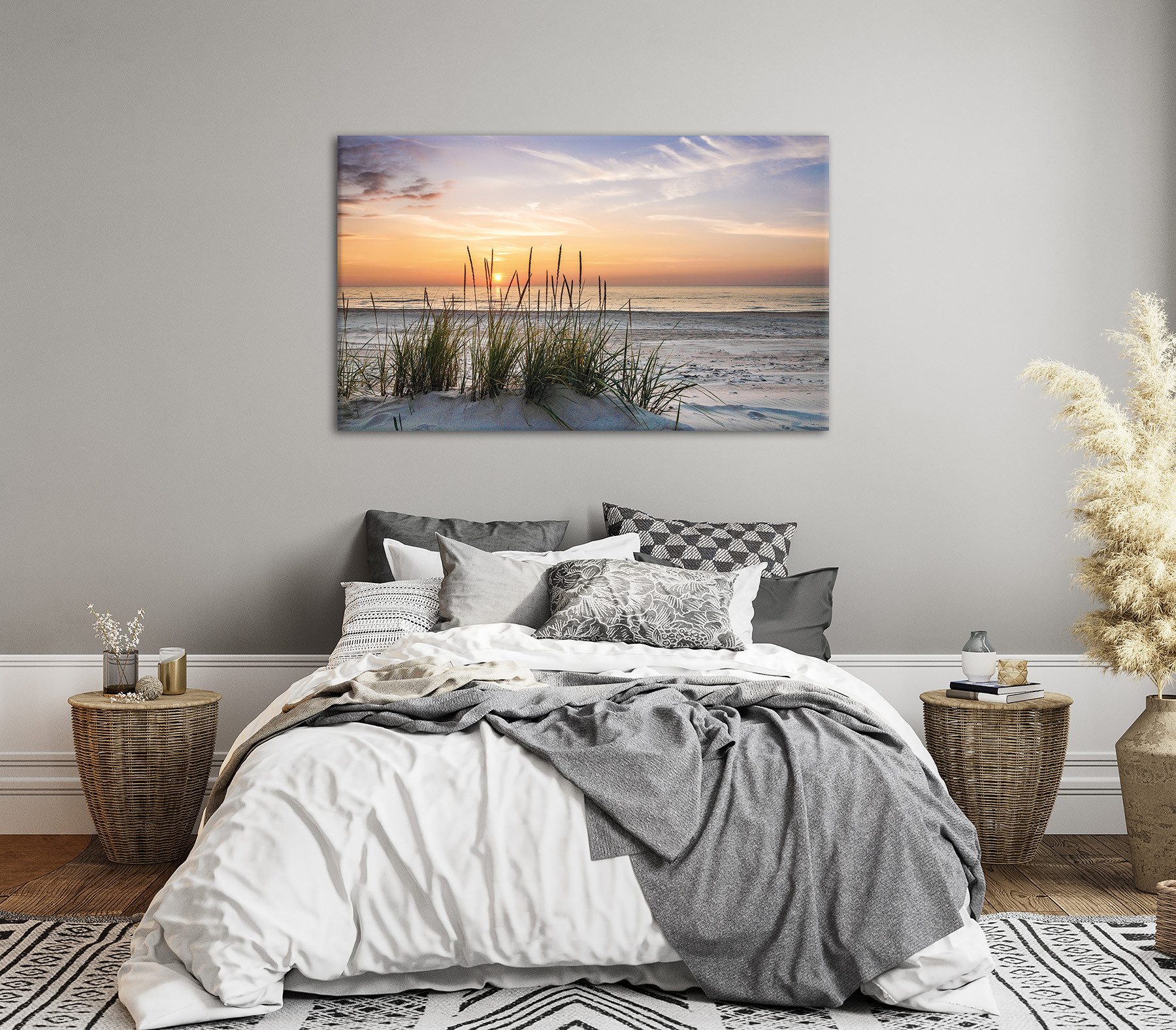 Bönninghoff Leinwandbild Wandbild SONNENUNTERGANG XXL 90x150 cm – Leinwandbild Keilrahmen Deko, Meer, Sonnenuntergang, Strand (1 St), auf Keilrahmen gespannt – Bild 5 von 5