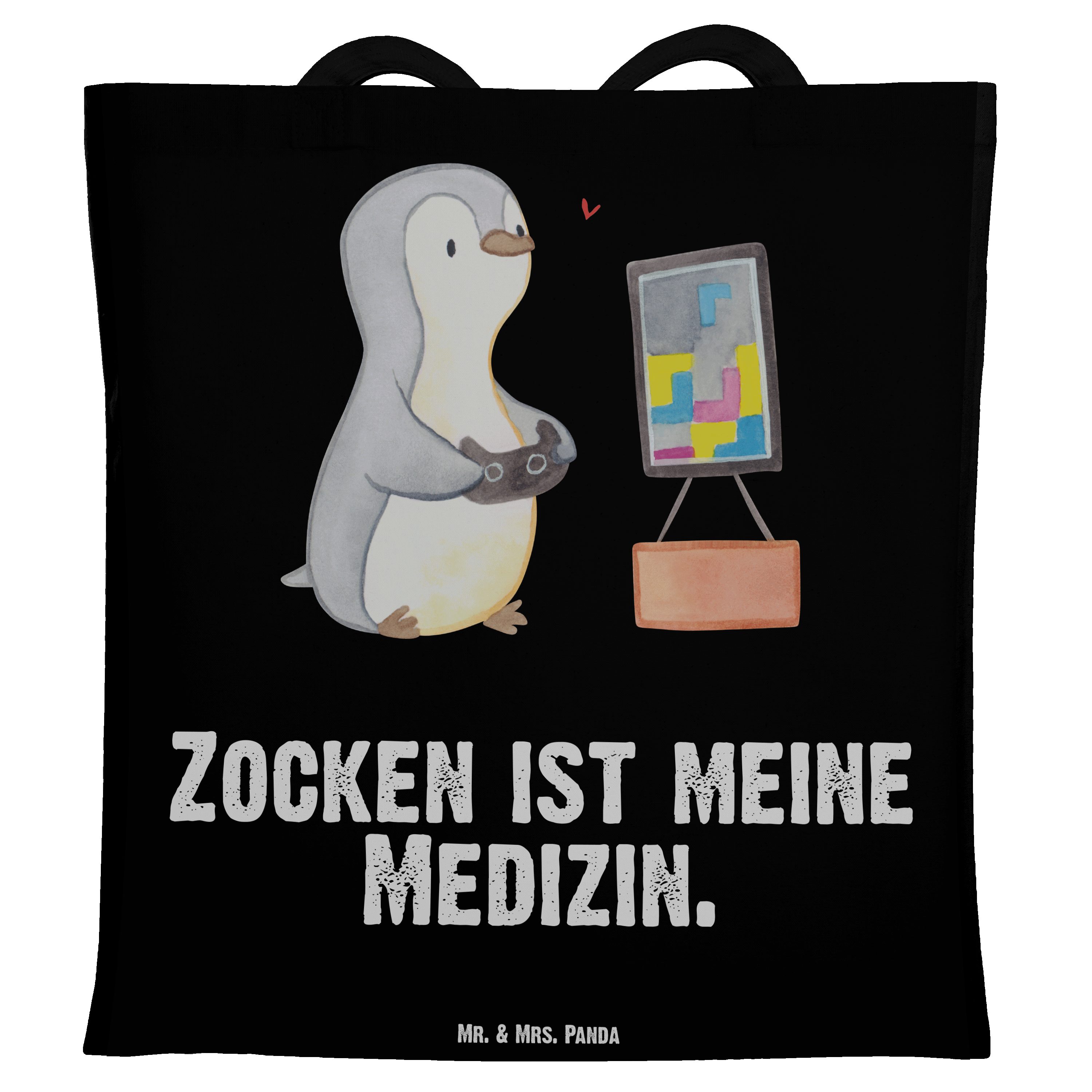 Medizin Mr. Pinguin & Gewi Videogames, Tragetasche Schwarz Gaming, - - Mrs. Zocken (1-tlg) Panda Geschenk,