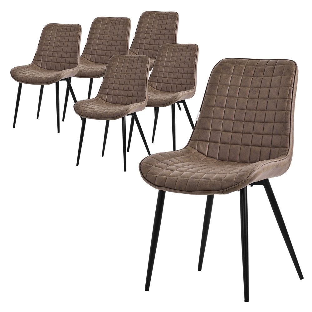 ML-DESIGN Polsterstuhl Esszimmerstühle mit Rückenlehne moderne Design Kunstleder Küchenstühle (6 St), Wohnzimmerstuhl Esstischstühle 6er Set Braun Pu-Leder bis 120 kg