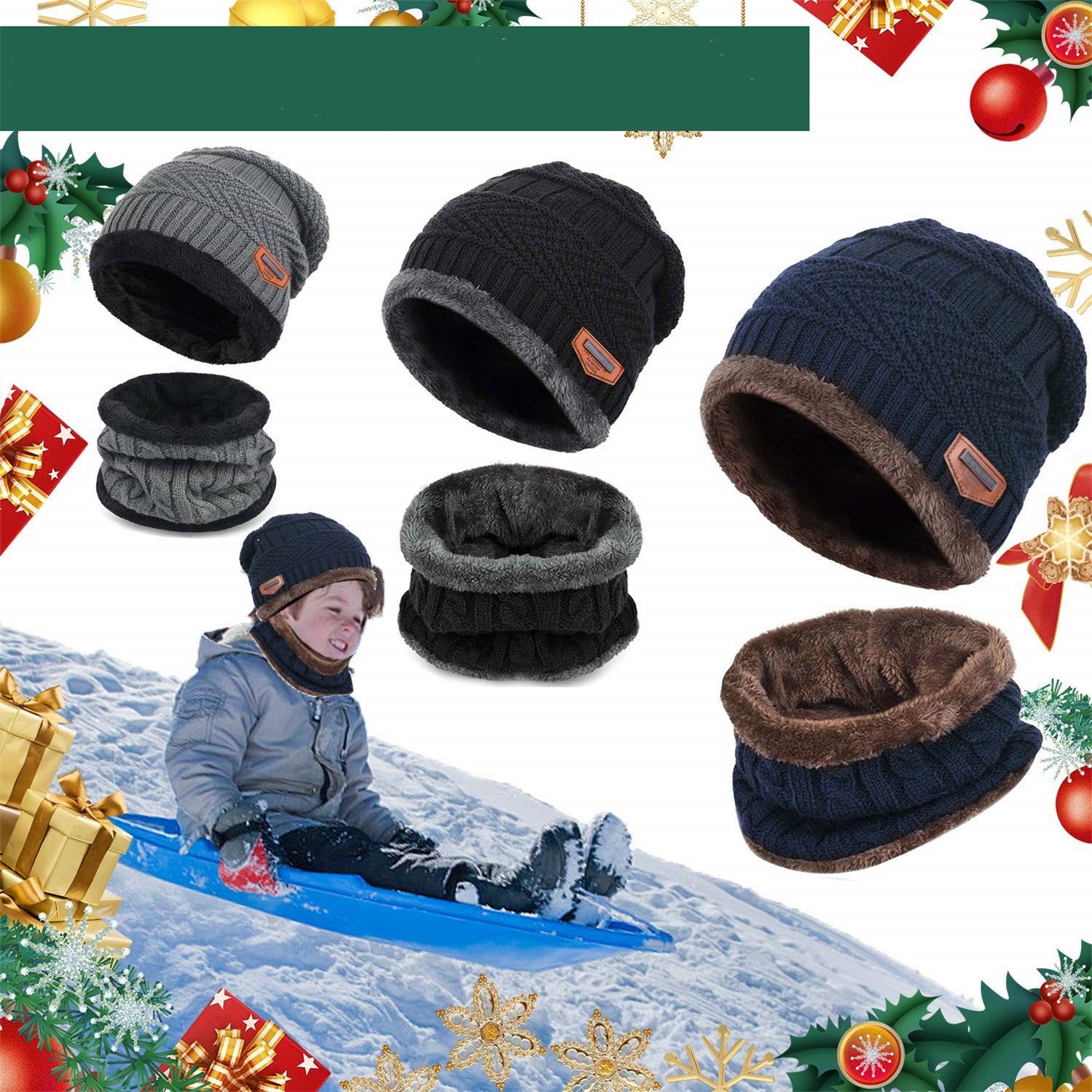Cachito Mütze & Schal 3-in-1 Set Kinder Wintermütze Schal Handschuhe Weihnachtsgeschenk Set Winter-Wärmeset für Jungen und Mädchen