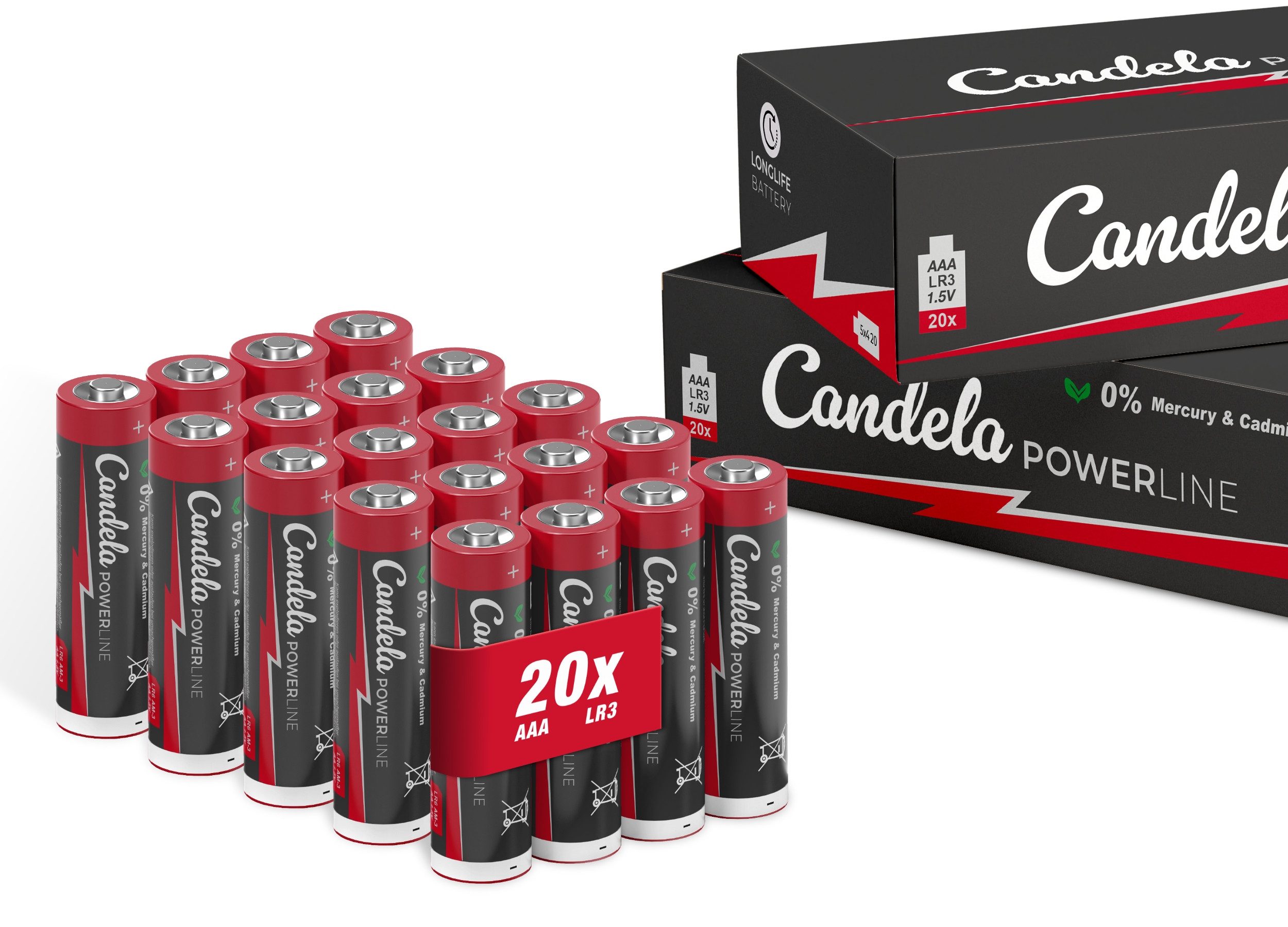 LC Home Candela Powerline Батареи AAA 20er Pack, 1,5V LR3 Batterie Batterie, LR3 (1,5 V), Bis zu 15 Jahre Lagerfähig