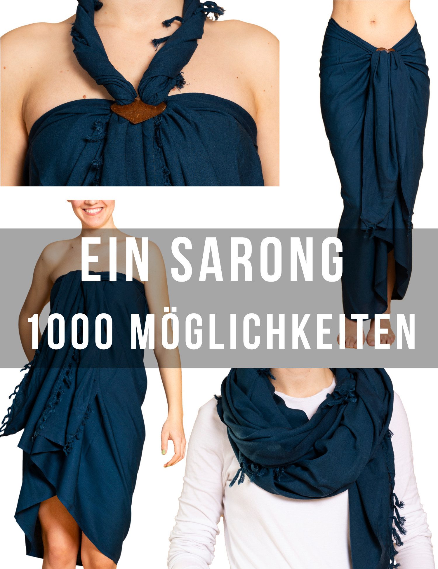 PANASIAM Sarong Pareo einfarbig in 2 Größen als Strandtuch Strandkleid Strandrock, Viskose, oder Bikini Cover-up Tuch für den Strand Schultertuch Schal Halstuch