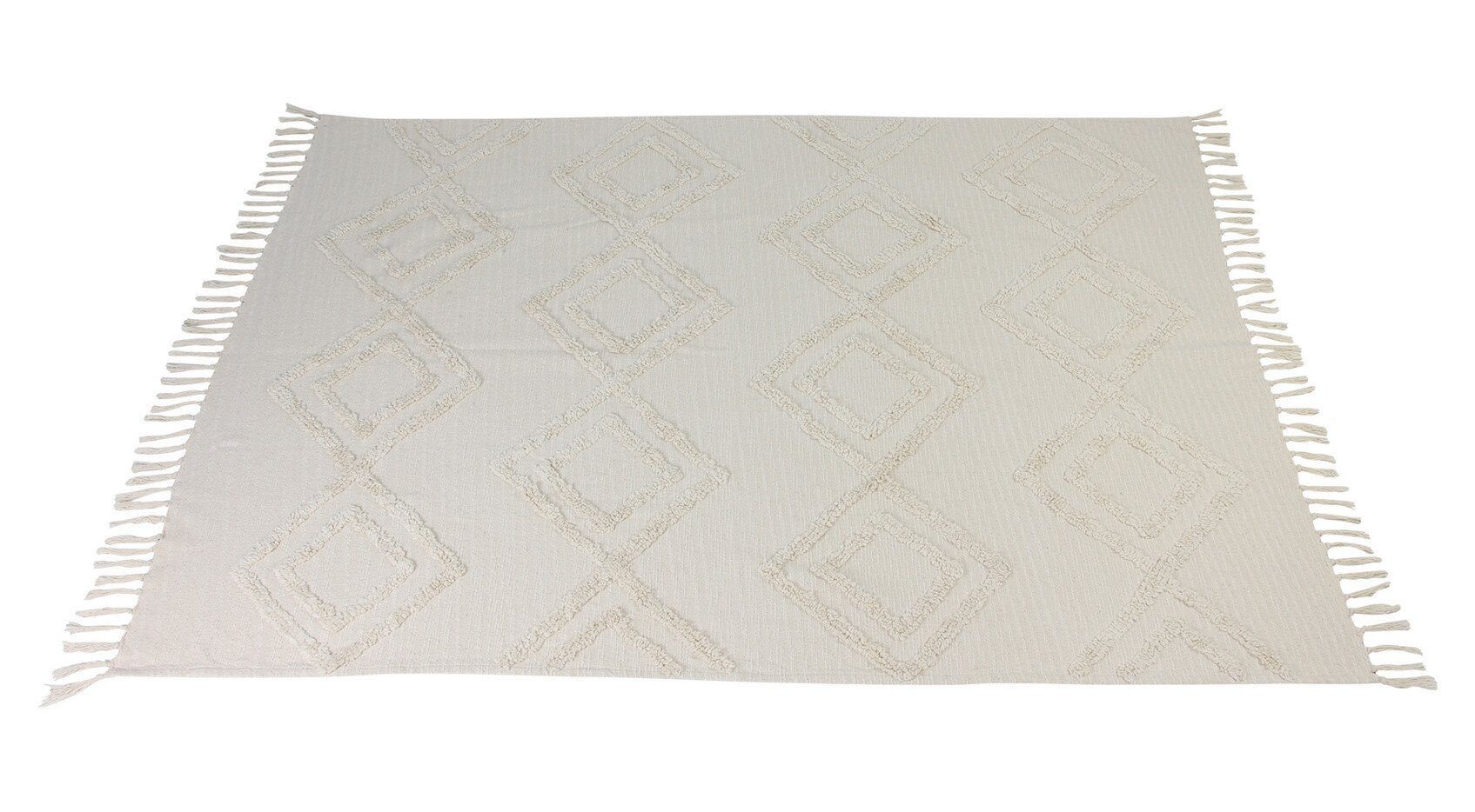 Wohndecke Webdecke Boho Stil Decke Sofadecke Plaid 130 x 170 Creme Makramee, Home-trends24.de