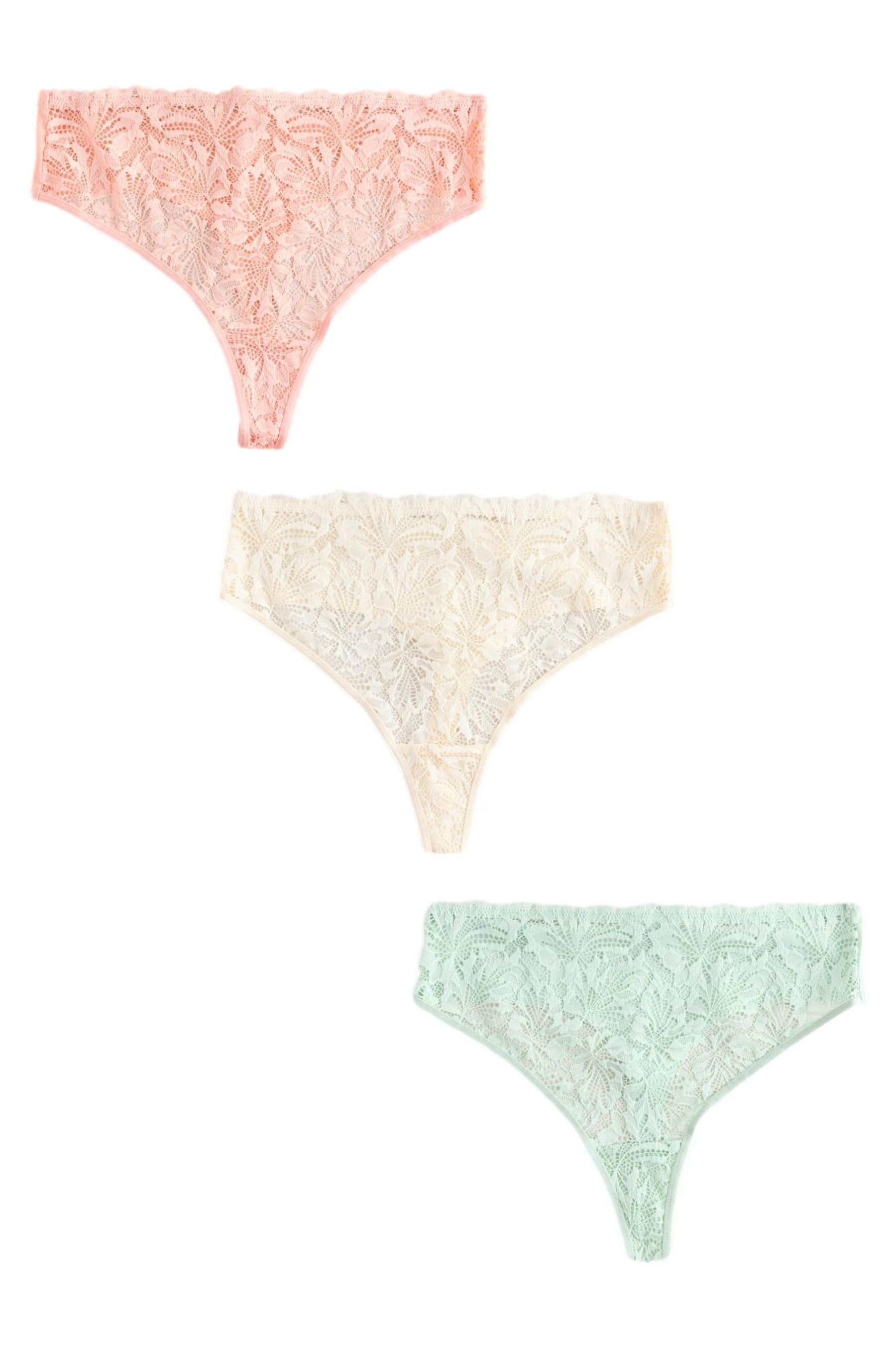 Next High-Waist-String 3er-Pack Nahtfreie Hochbund-Slips, Spitze, Tanga (3-St)