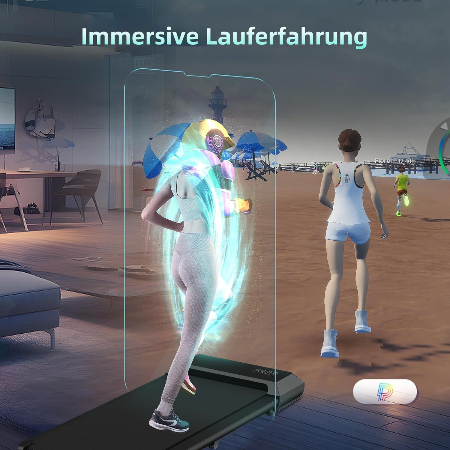 Athlix Laufband Laufband für Zuhause mit App und Fernbedienung, Walking Pad, 1-6 km/h, mit App, max 136KG, unter 45dB