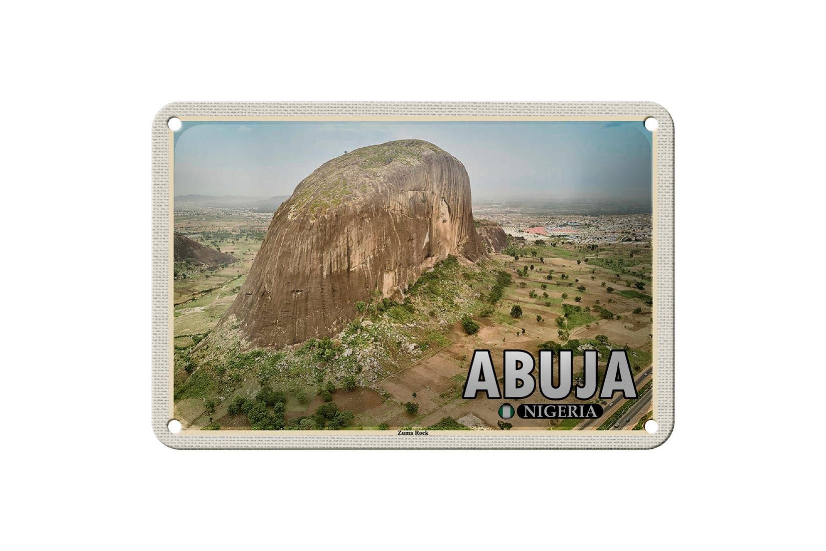 Metallschild Reise 18x12cm Abuja Nigeria Zuma Rock Felsformation