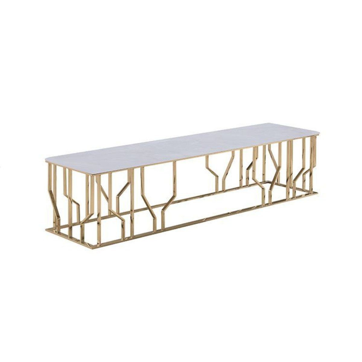 alesvelt TV-Bank Sideboard Taranto Tischplatte aus Marmoroptik Gold / Silber 180 cm