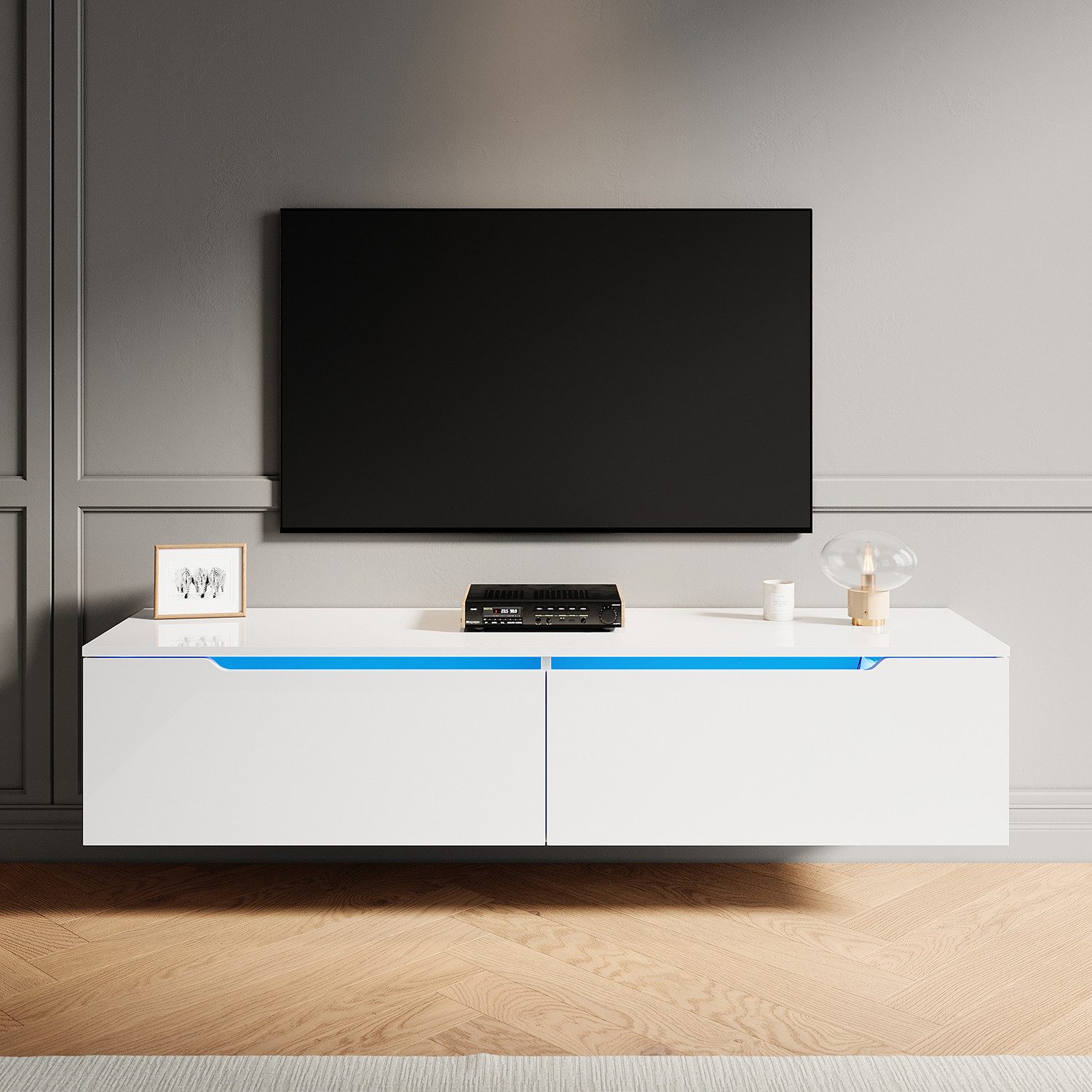 SONNI Lowboard Lowboard TV Hängend Weiß/ Schwarz TV Schrank in Wohnzimmer (Packung), 140-180cm tv schrank in wohnzimmer für 35''- 45'' Fernseher