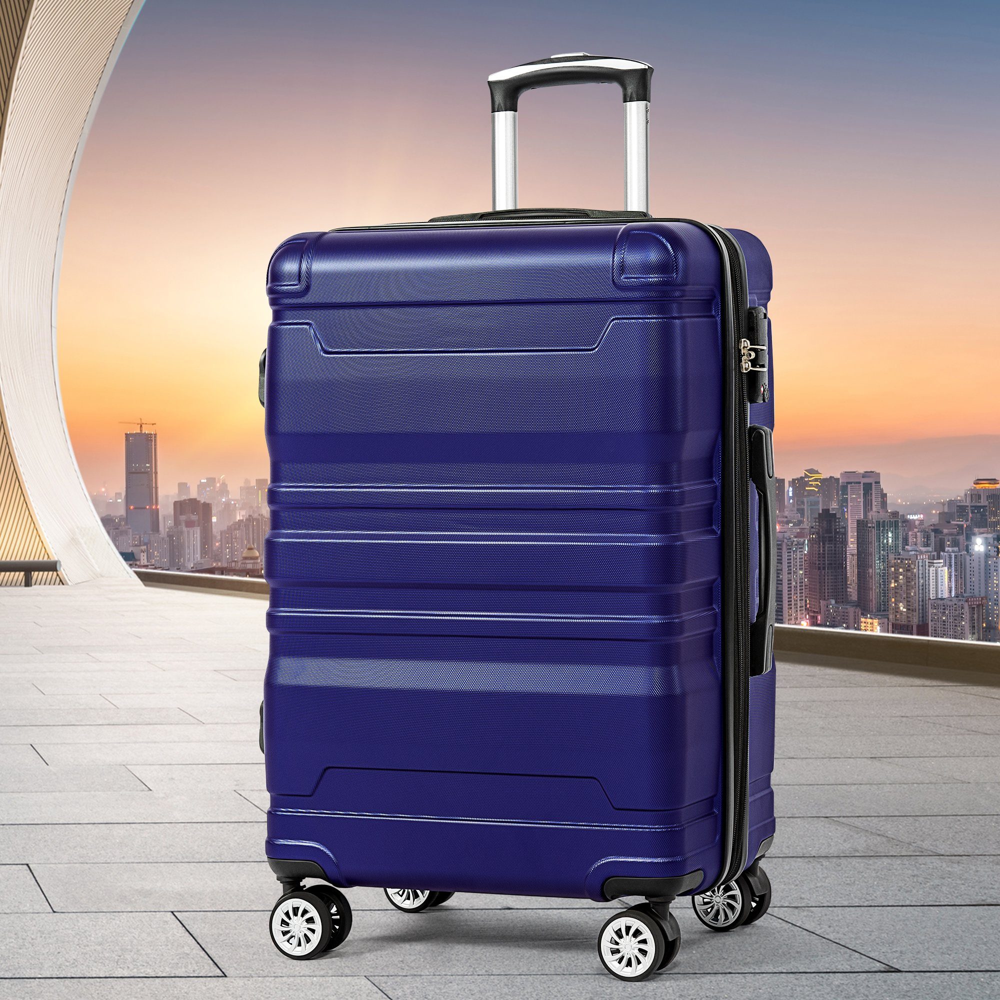 GLIESE Koffer mit TSA-Schloss und Universalrad, XL-47x31x75 cm Blau