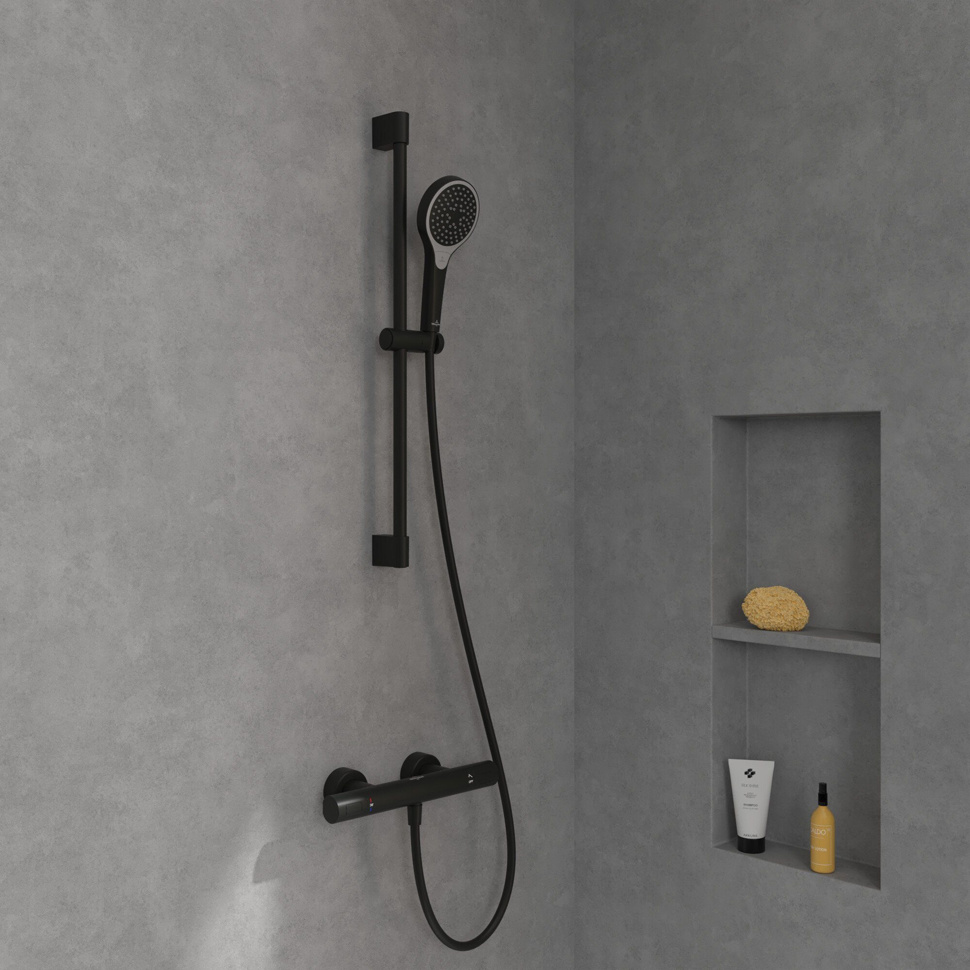 Villeroy & Boch Duschsystem Verve Showers, Höhe 69 cm, 3 Strahlart(en), Duschgarnitur mit drei Strahlarten