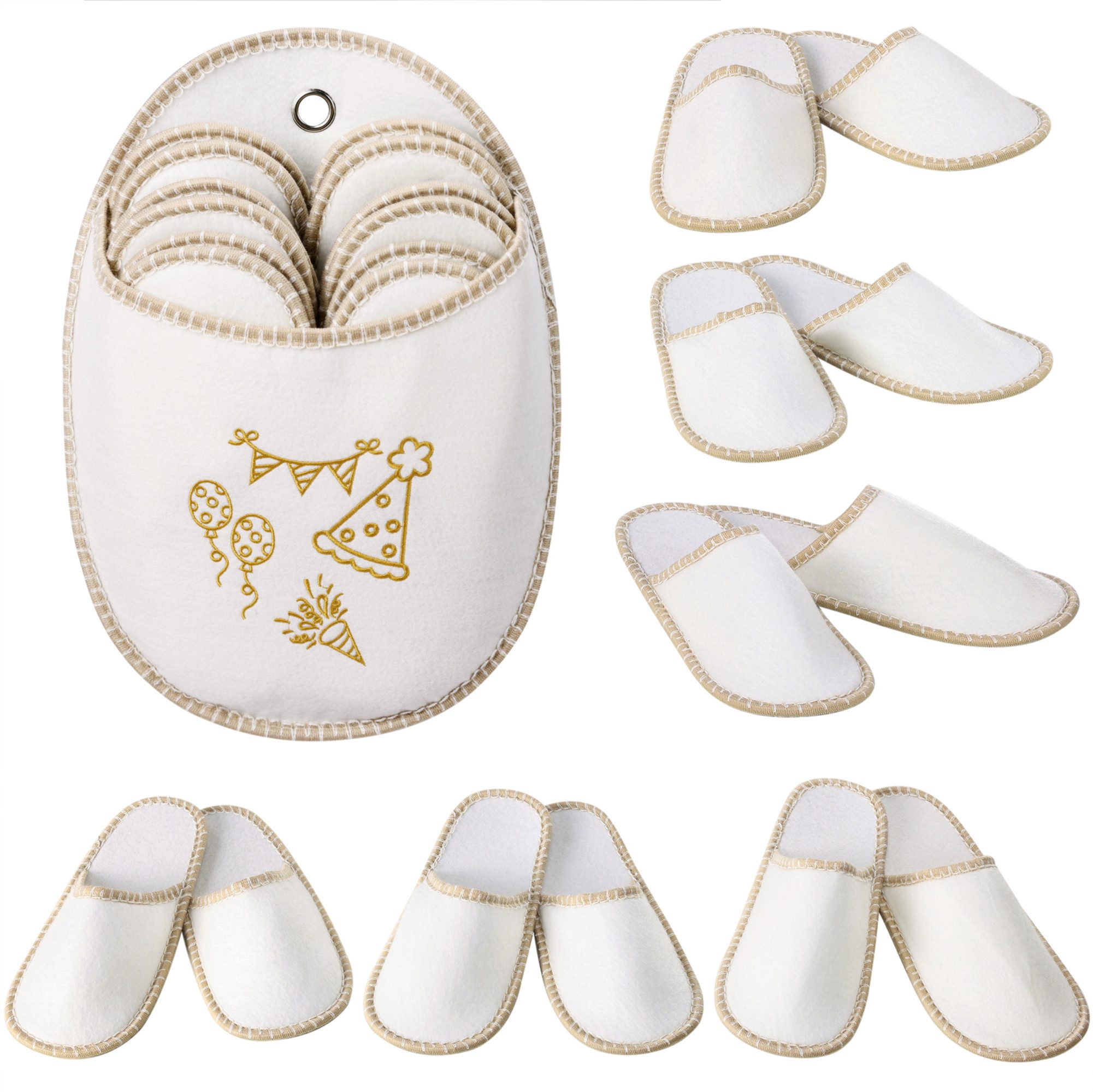 JEMIDI Gästehausschuhe - 6er Set cremefarbene Gästepantoffel - Pantoffeln Slipper (1-tlg)