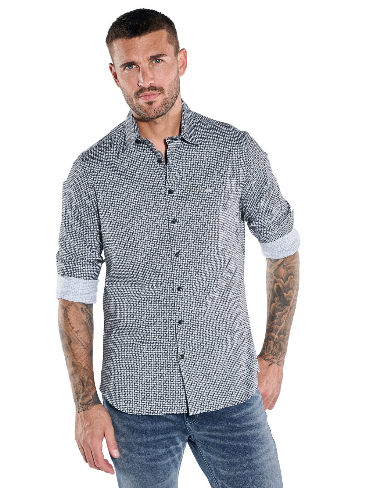 emilio adani Langarmhemd emilio adani Herren Langarm-Hemd aus Jersey, Schwarz