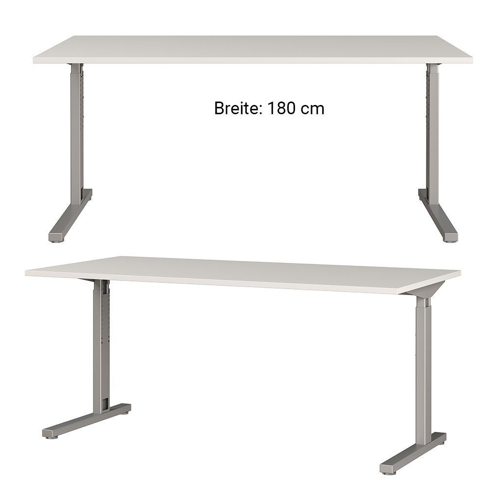 180 Kombination PRATO-01, Büromöbel mit in Schreibtsch Lomadox Schreibtisch mit graphit cm grau