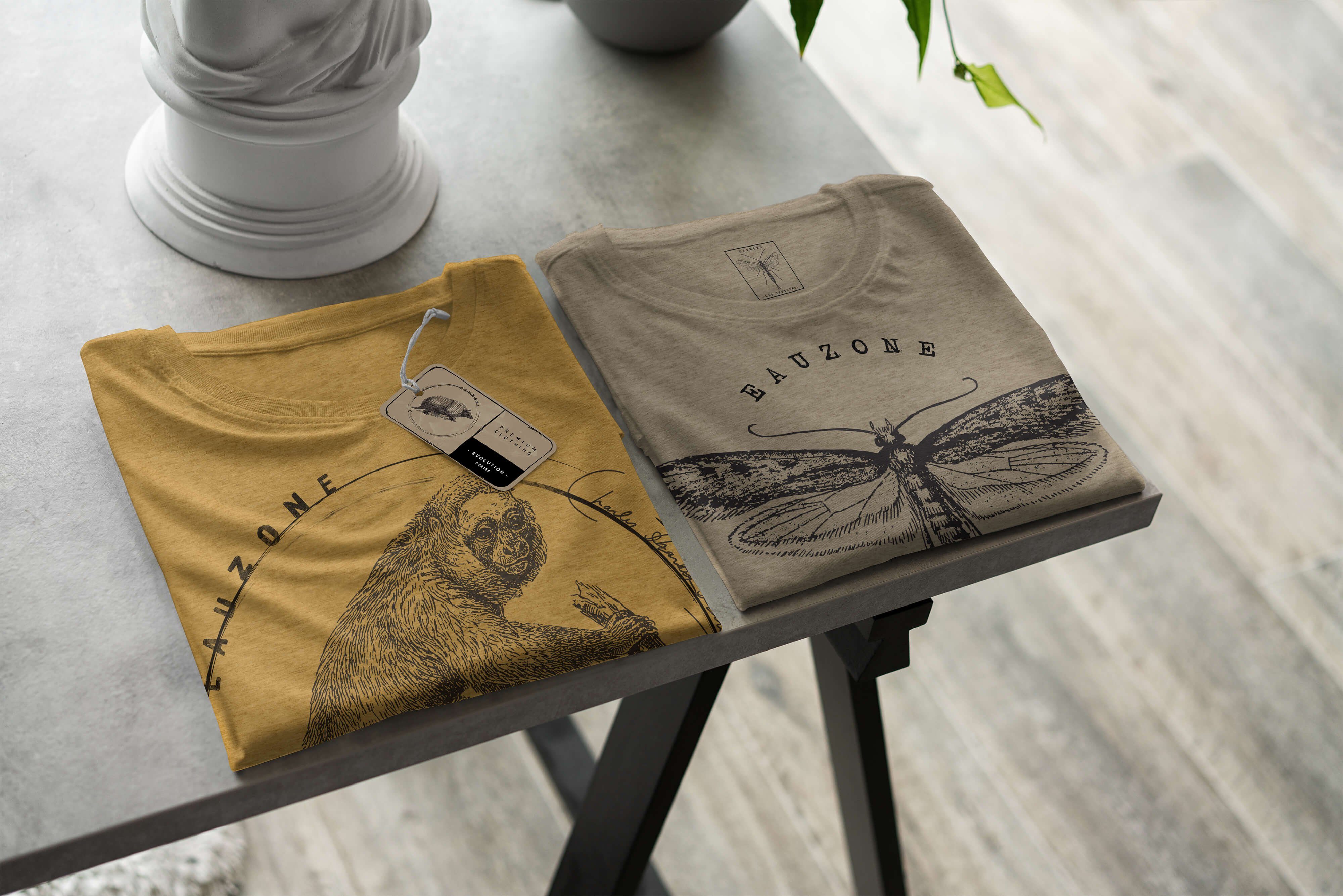 Sinus Art T-Shirt Antique Evolution Kahlkopf-Saki Gold Herren T-Shirt