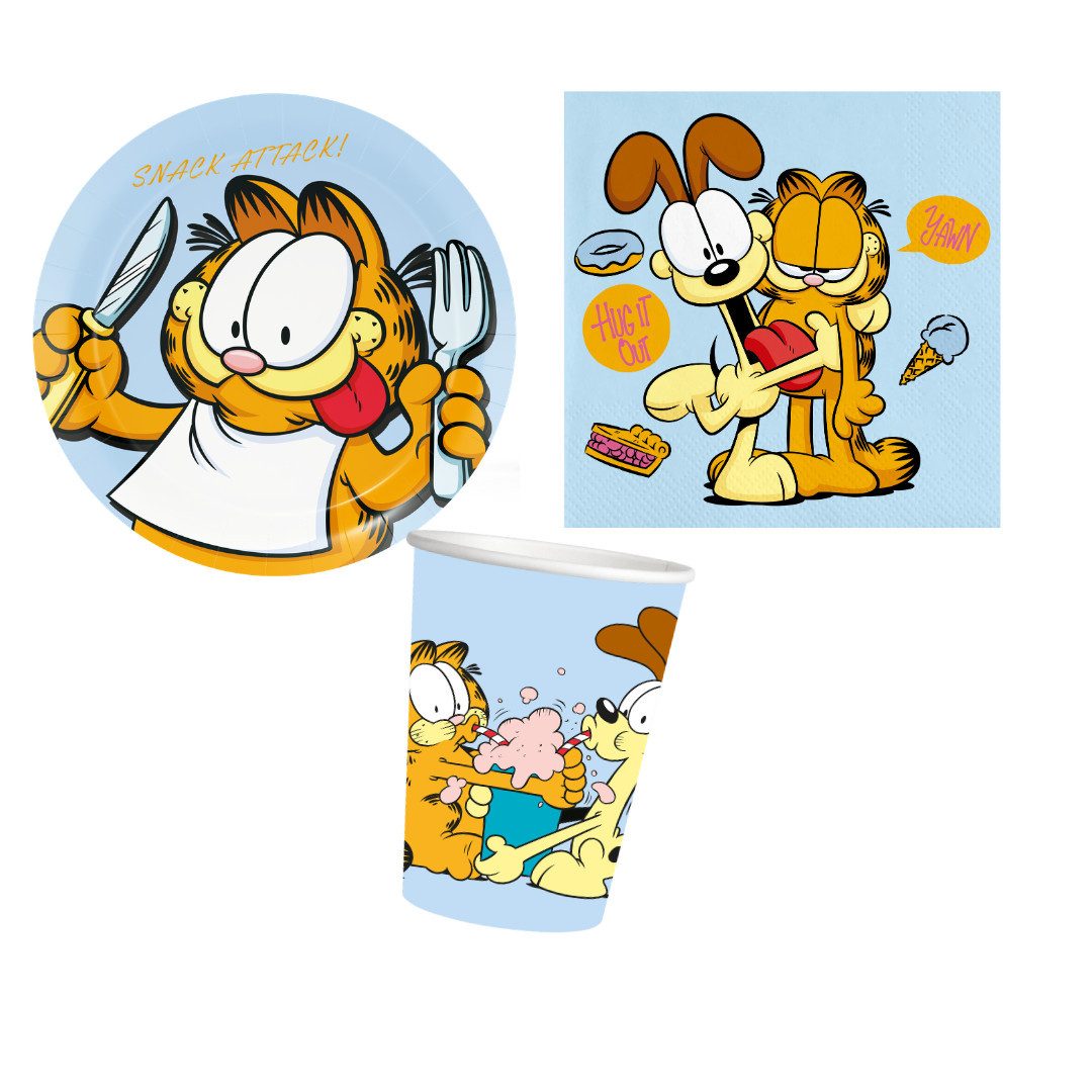 Been Smile Kindergeschirr-Set Partyset Garfield 36 tlg. für 8 Kinder Teller, Becher, Servietten, 8 Personen