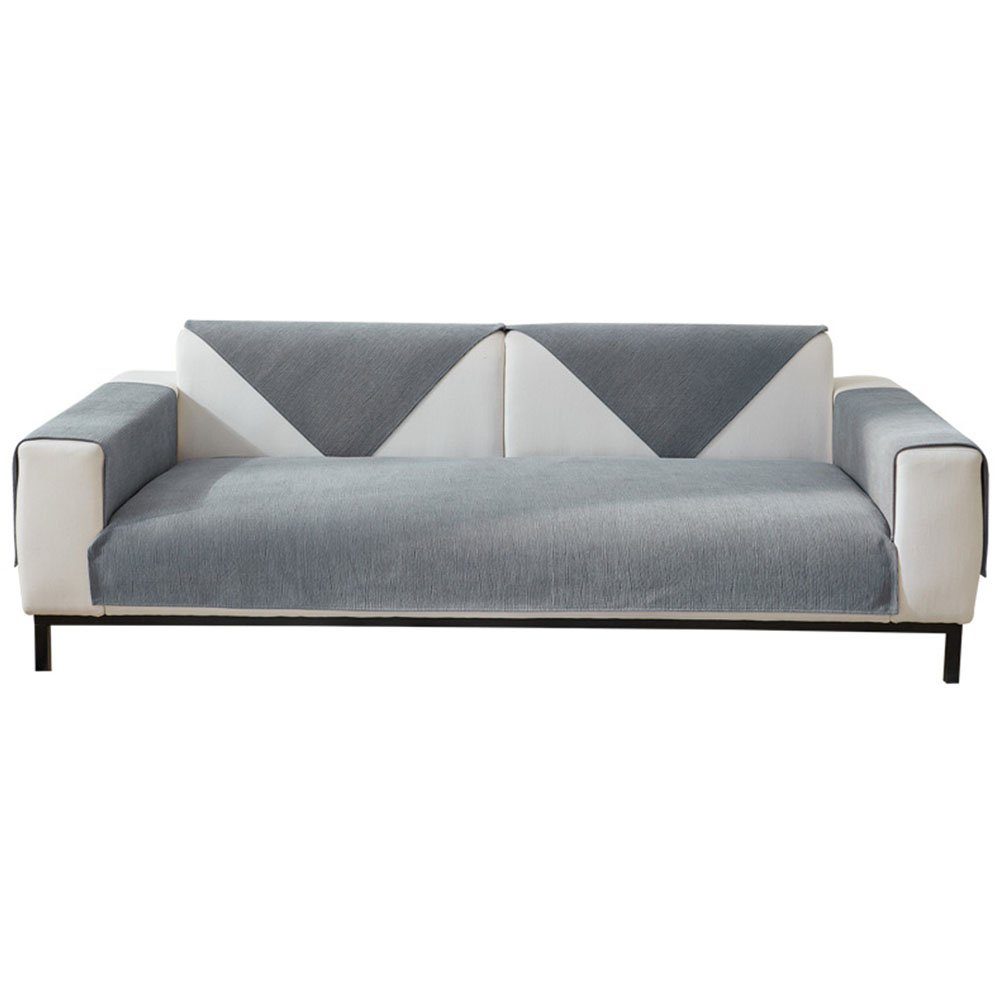 Sofahusse Sofabezug Chenille Ecksofa Anti-Rutsch Klare Textur grau 90×180cm, FELIXLEO