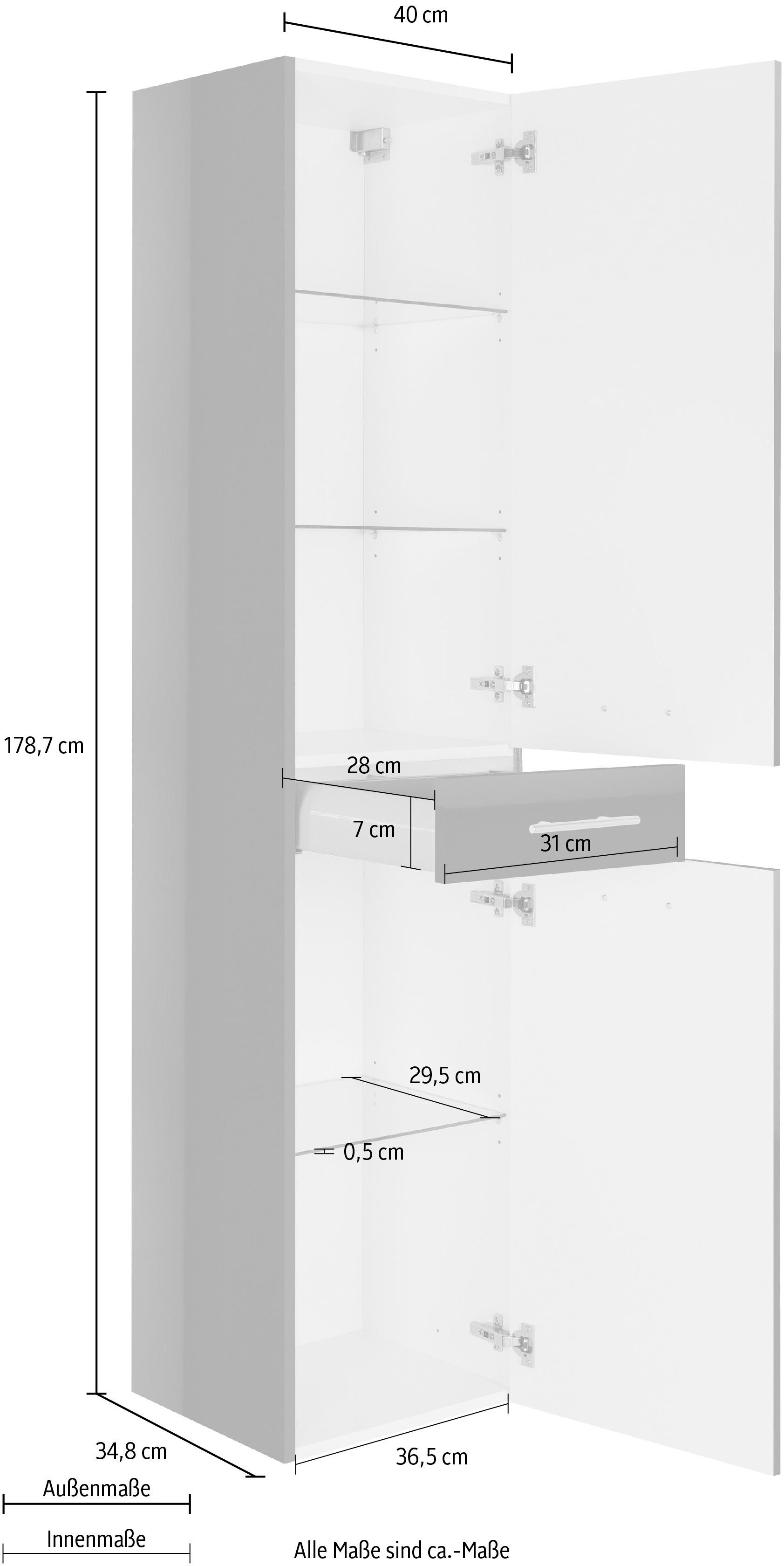 MARLIN weiß 40 Breite | weiß Hochschrank cm 3040,