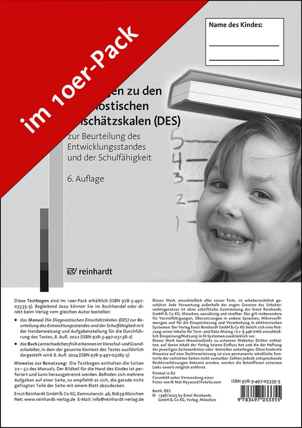 Testbogen zu den Diagnostischen Einschätzskalen (DES) zur Beurteilung / Karlheinz Barth