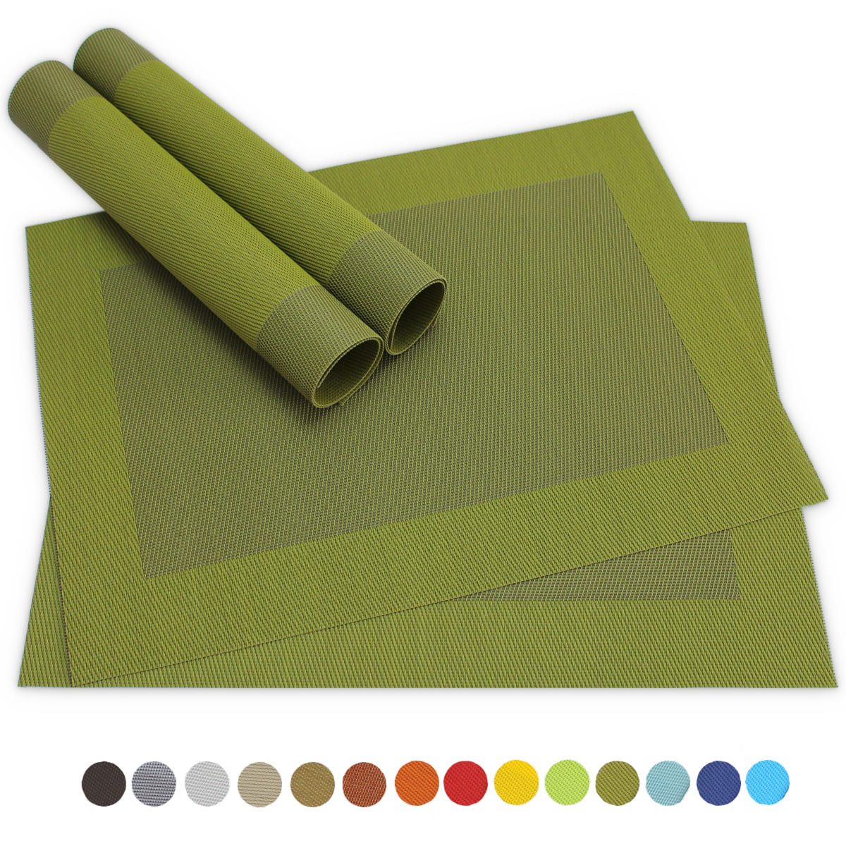 matches21 HOME & HOBBY Platzset Tischsets BORDA 4er Set Oliv-grün als Tisch günstig online kaufen