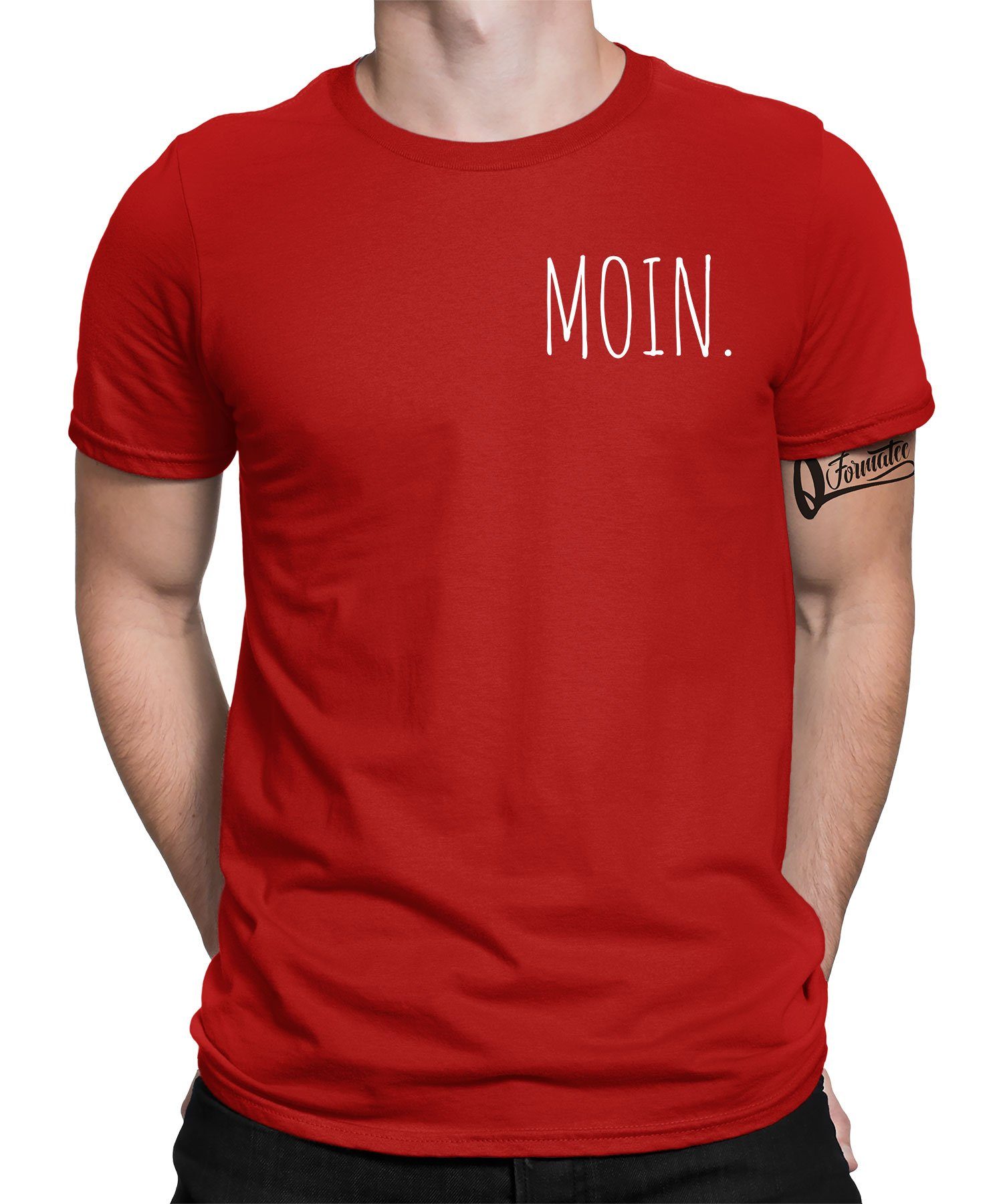 Quattro Formatee Kurzarmshirt Moin - Hamburg Hafen Herren T-Shirt (1-tlg) Rot