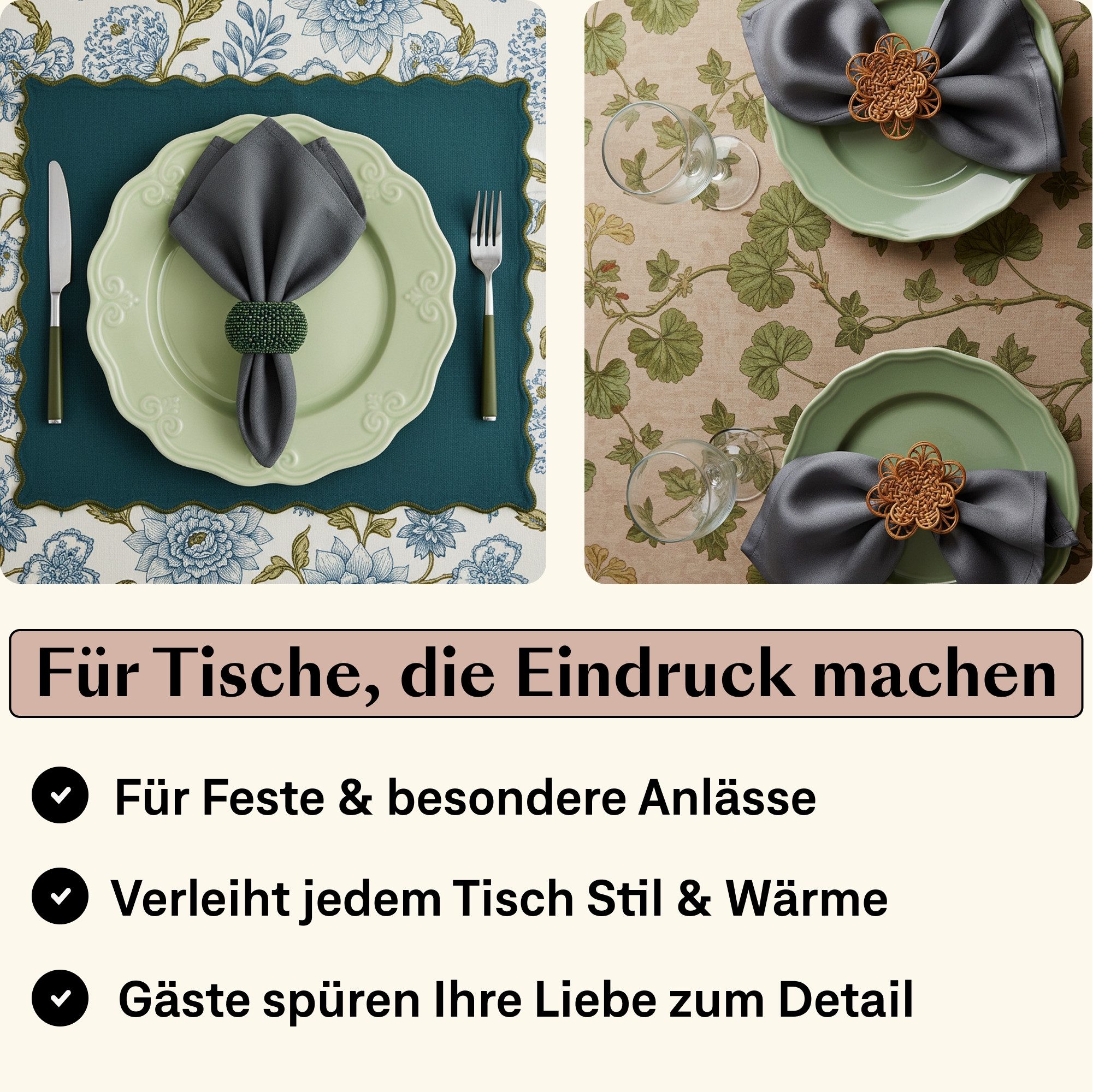 Seralino Stoffserviette 100% Bio-Baumwolle, (Set, 12 St., Wiederverwendbar), 40x40 cm & 45x45 cm
