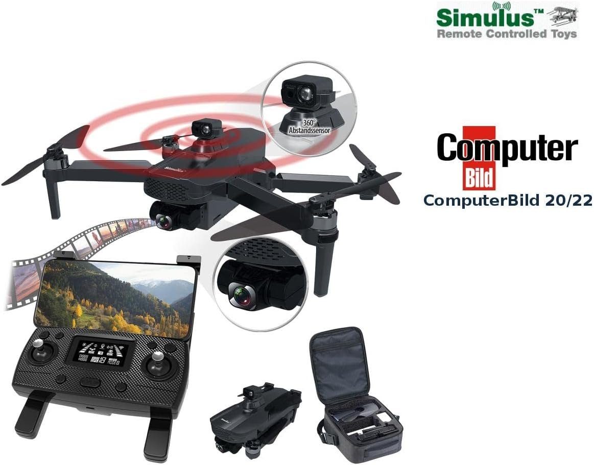 Simulus Drohne 2160 Drone pixels, Brushless-Motor) GPS-Drohne, (3840 -Abstandssensor, 4K-Cam x Faltbare
