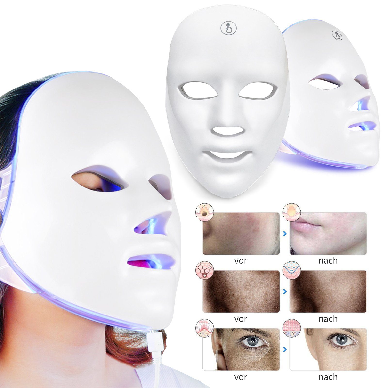 1-tlg., auf, Fettgehalt die Gesichtsmaske Haut hellt LED-Farb-Schönheitsmaske, und aus LED-Lichttherapie-Maske, TWSOUL Verjüngt gleicht den