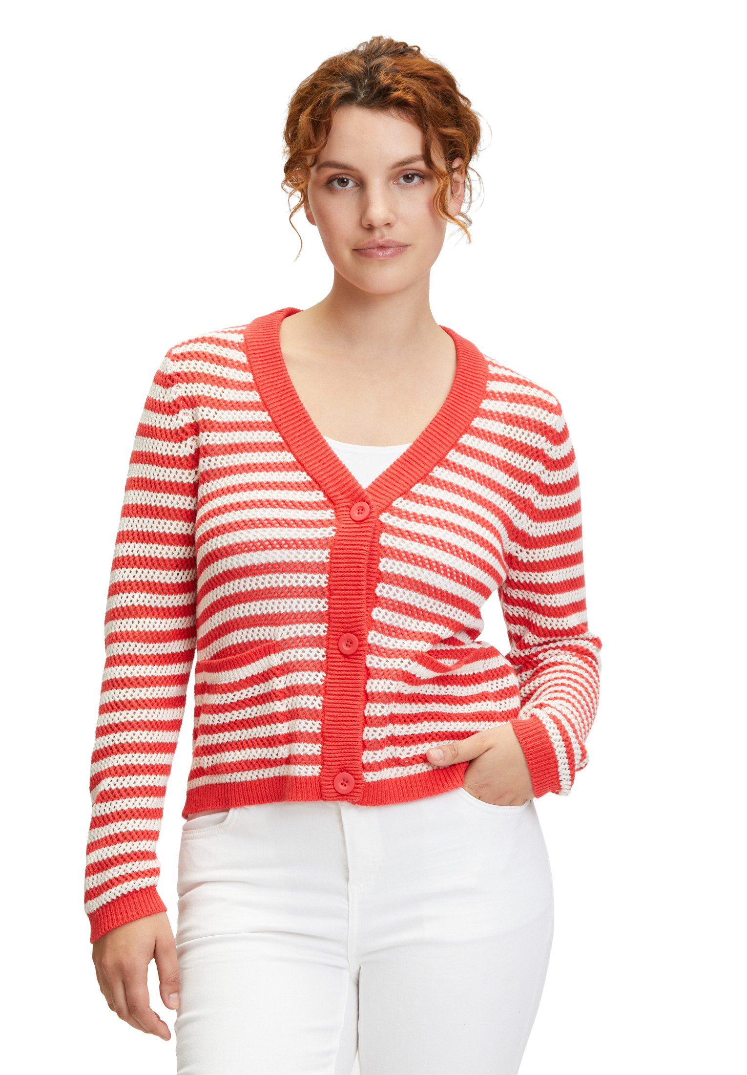 Strickjacke Cartoon Damen Strick-Cardigan mit Knopfleiste